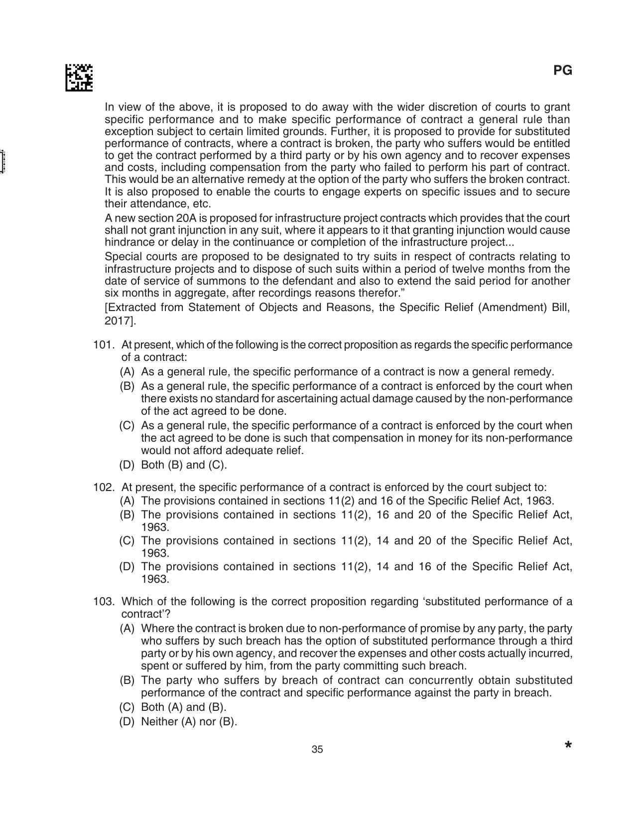 CLAT 2024 PG SET A Question Paper - Page 35