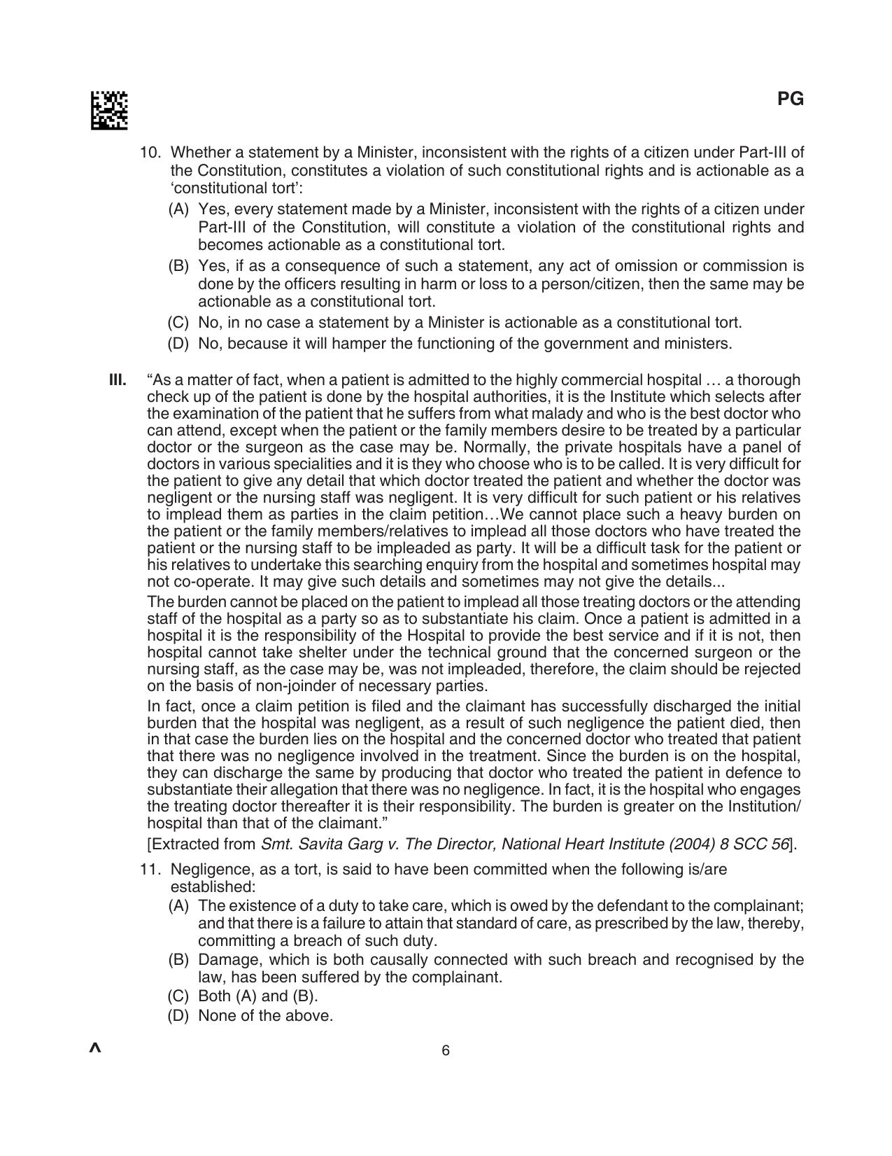 CLAT 2024 PG SET A Question Paper - Page 50