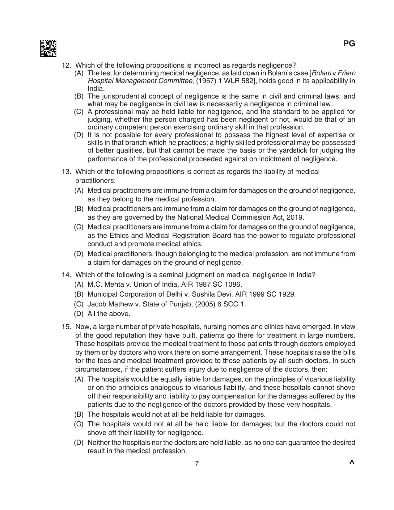 CLAT 2024 PG SET A Question Paper - Page 51