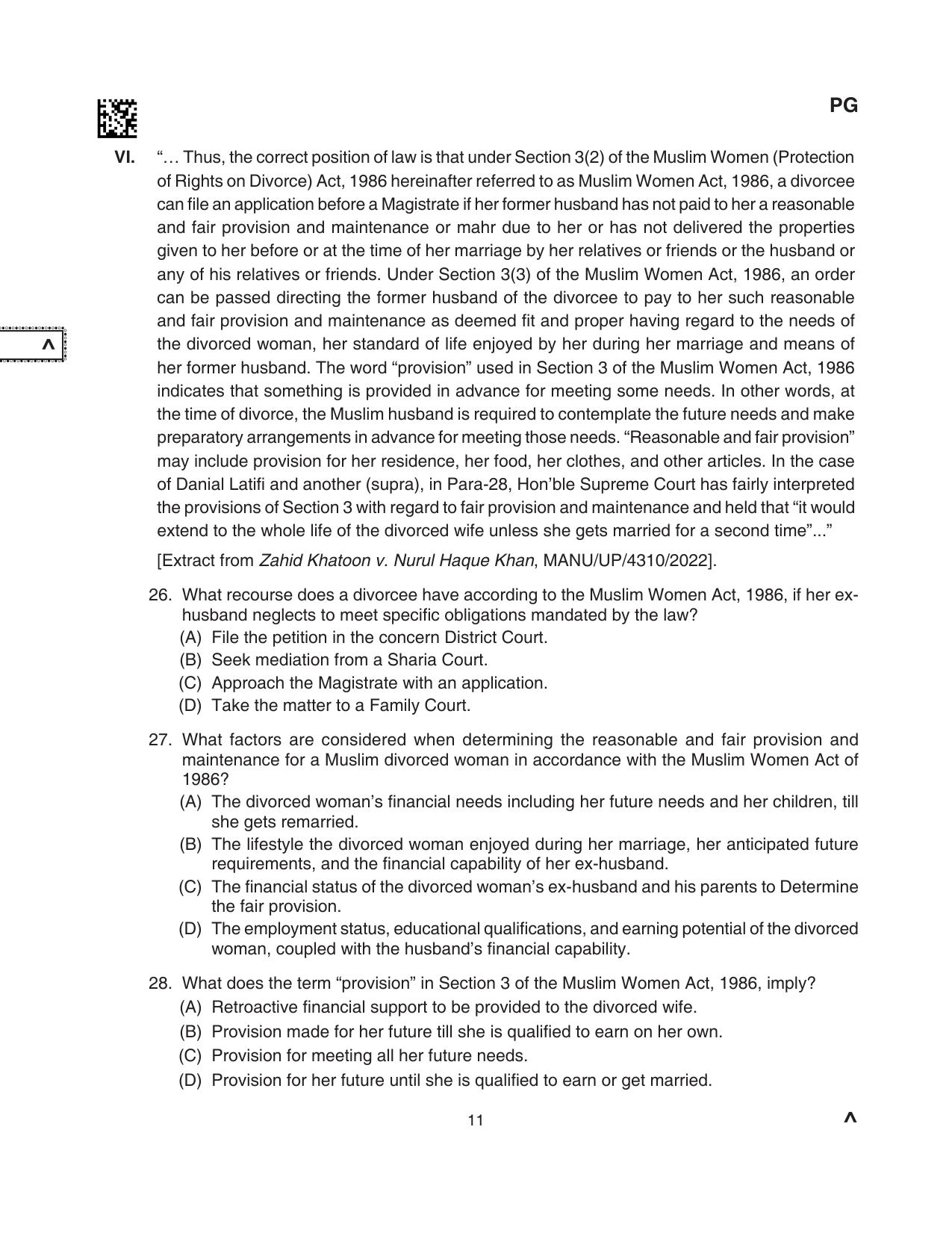 CLAT 2024 PG SET A Question Paper - Page 55