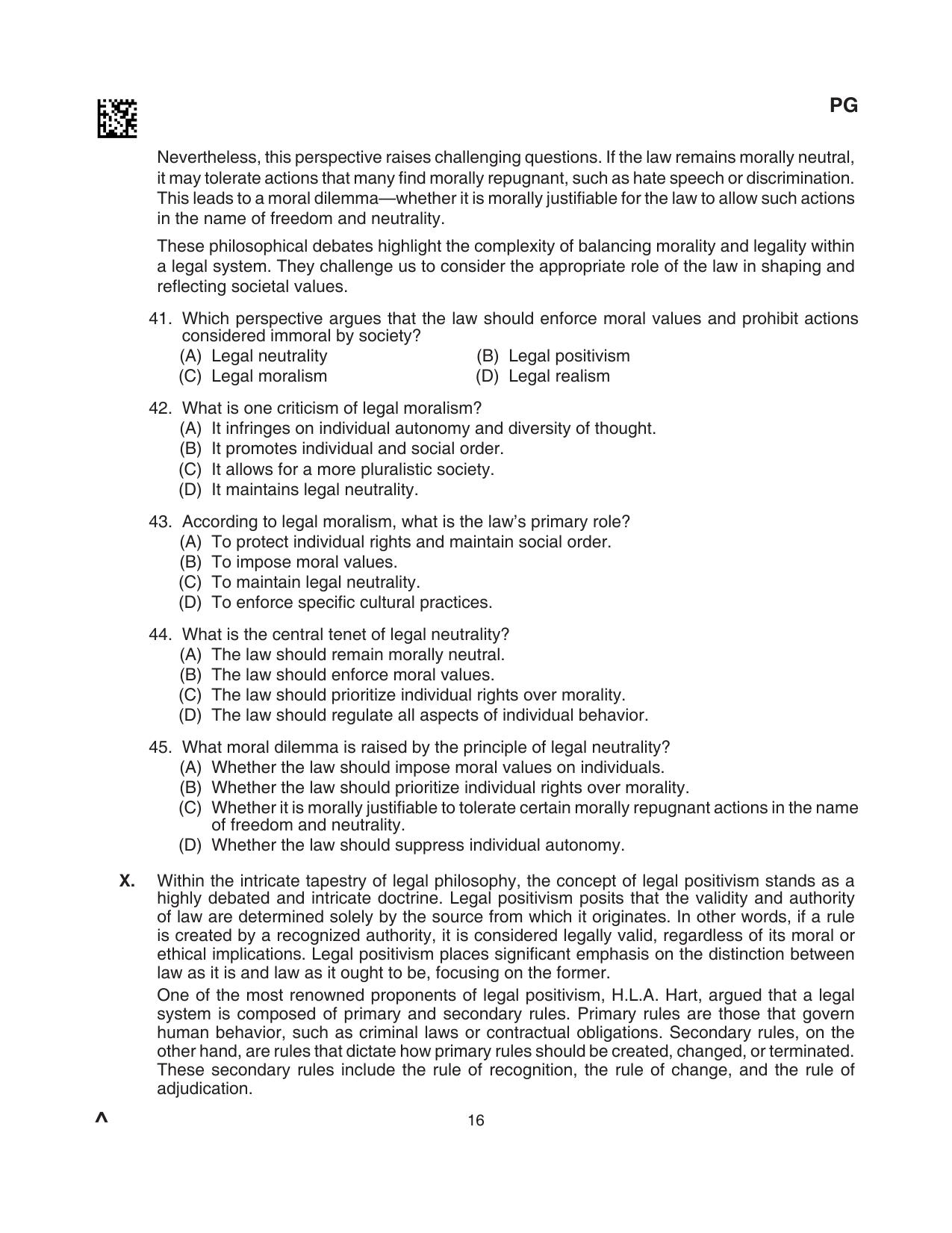 CLAT 2024 PG SET A Question Paper - Page 60