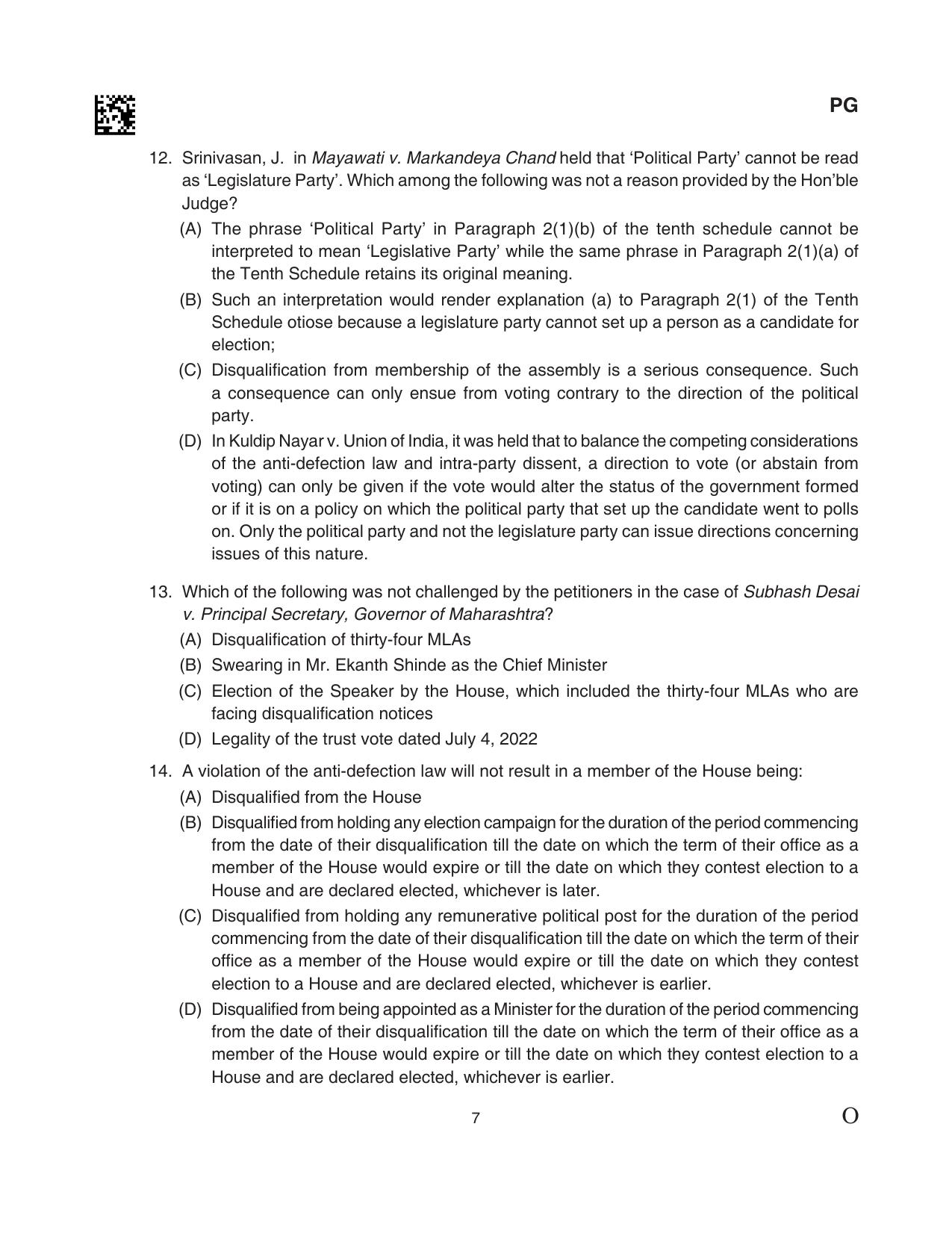 CLAT 2024 PG SET A Question Paper - Page 95
