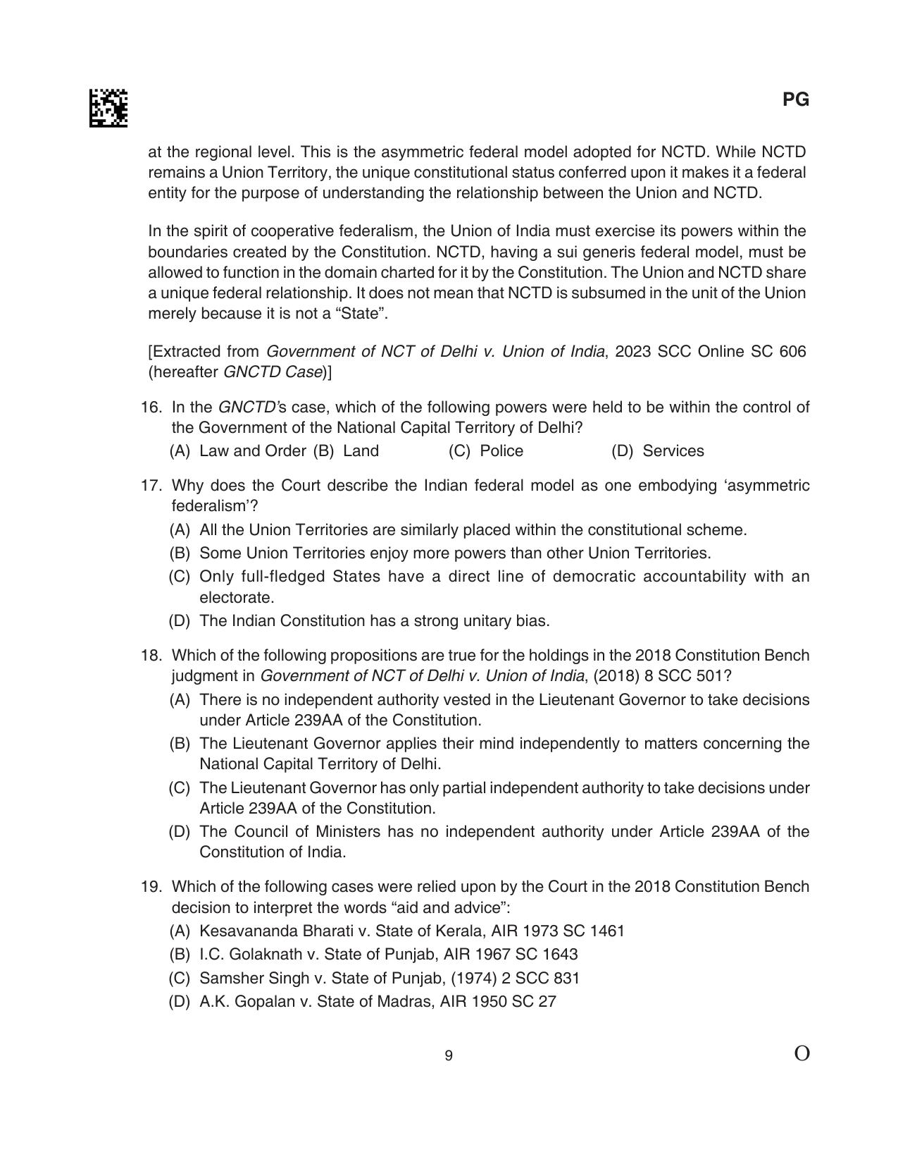 CLAT 2024 PG SET A Question Paper - Page 97