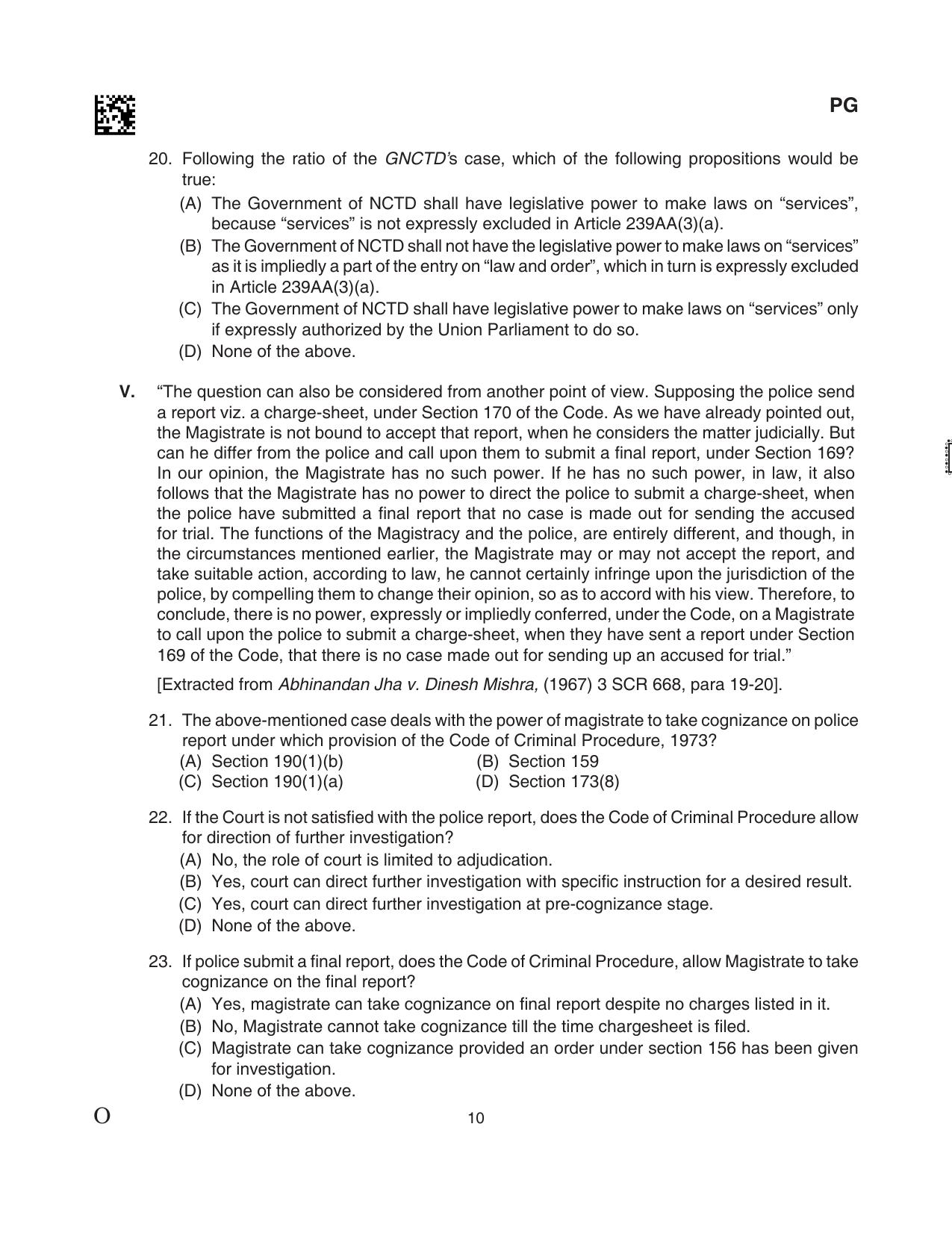 CLAT 2024 PG SET A Question Paper - Page 98
