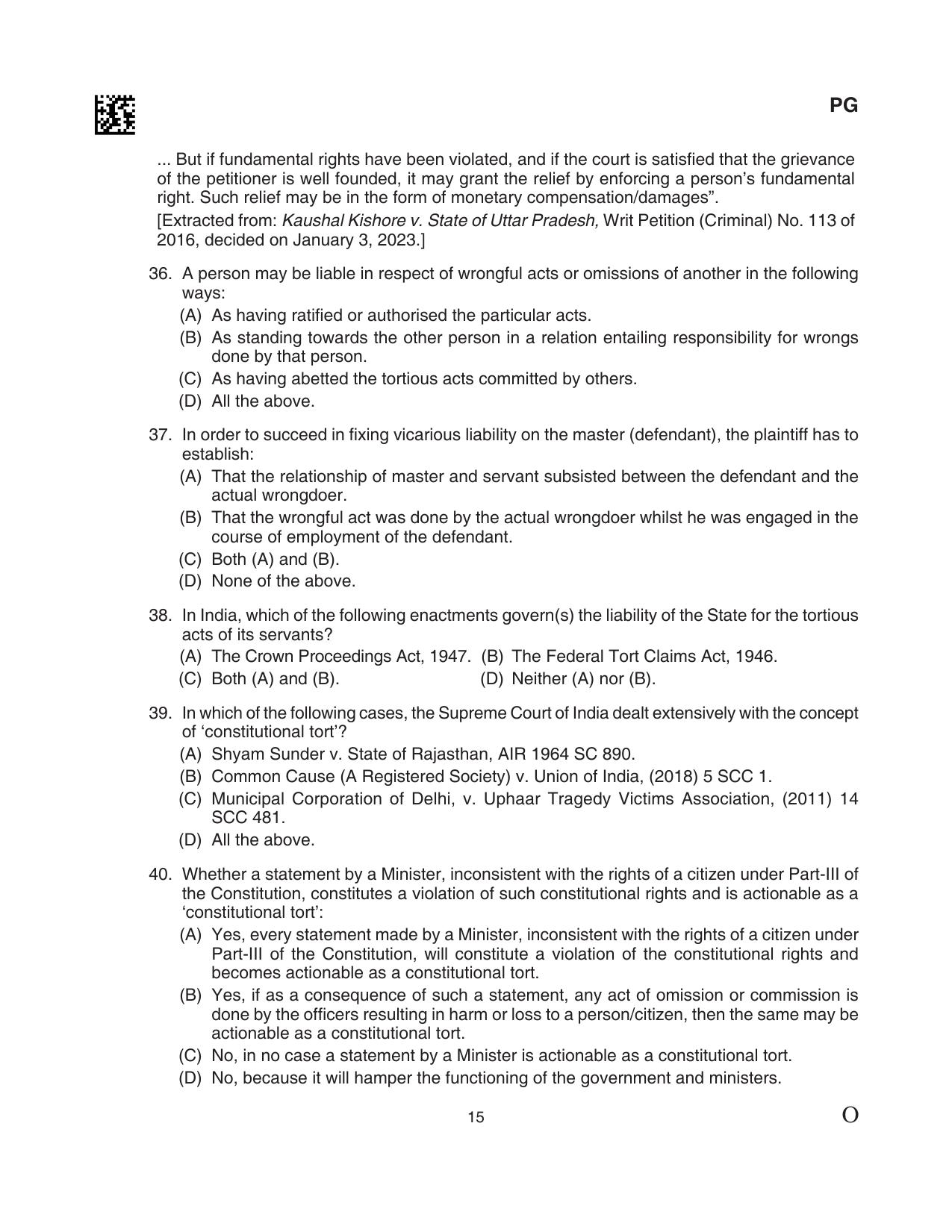 CLAT 2024 PG SET A Question Paper - Page 103