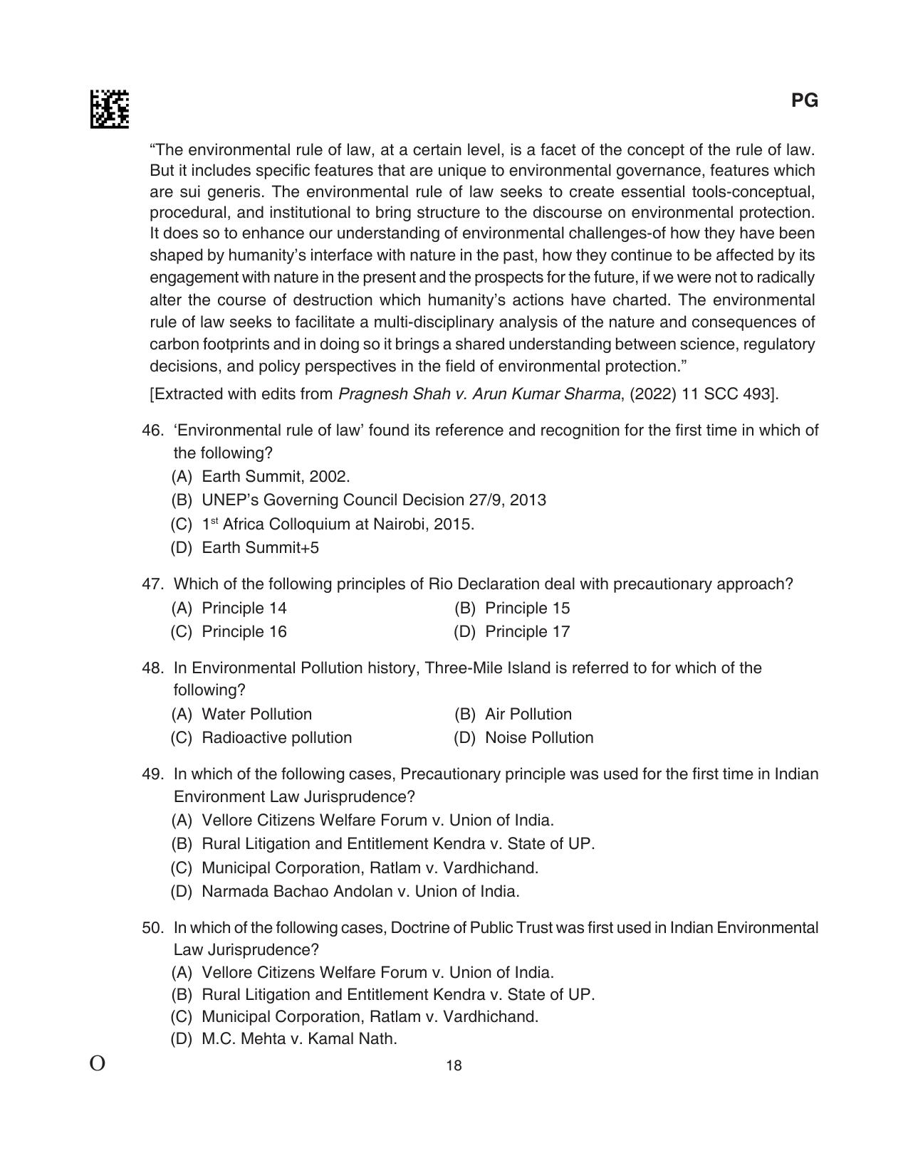 CLAT 2024 PG SET A Question Paper - Page 106