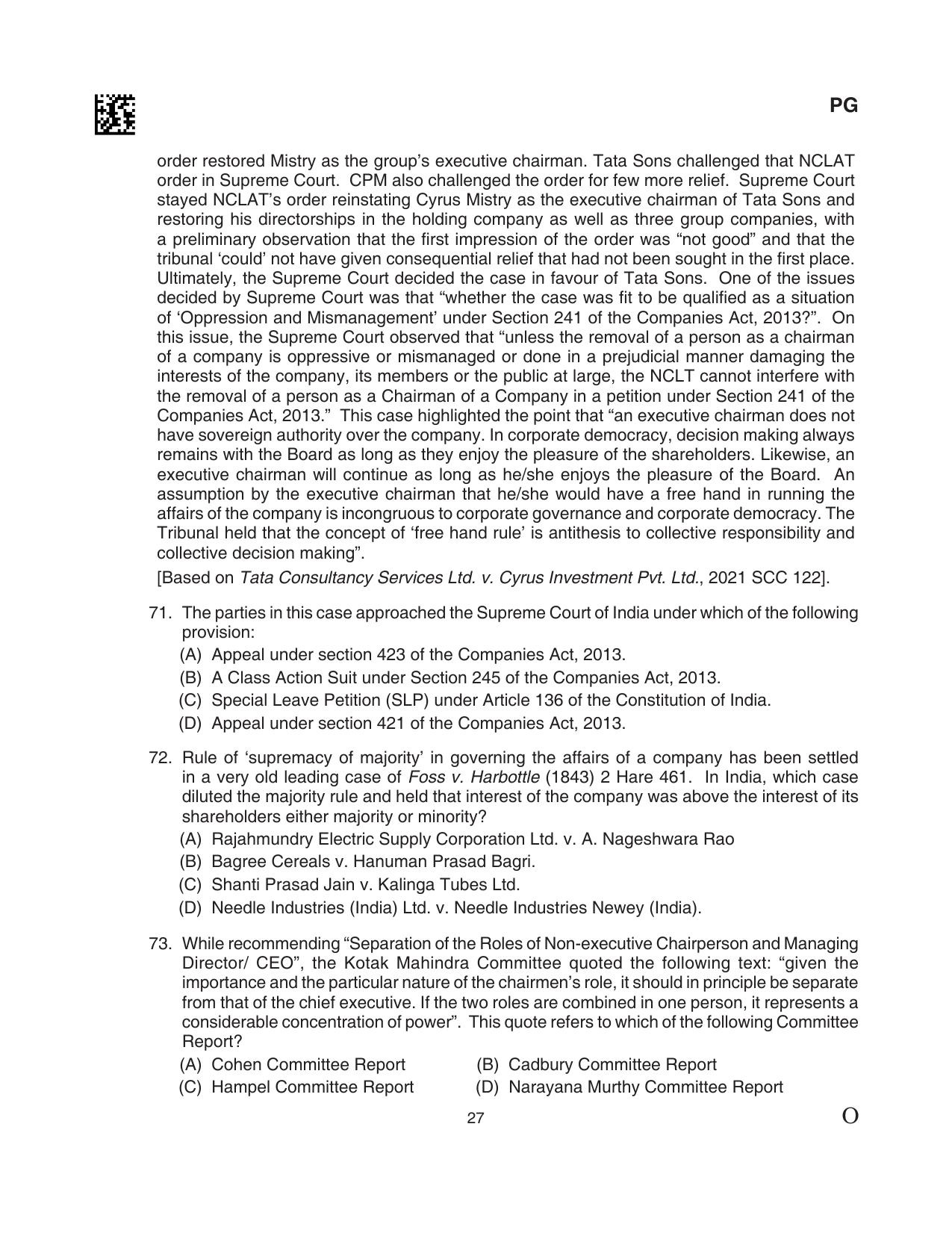 CLAT 2024 PG SET A Question Paper - Page 115