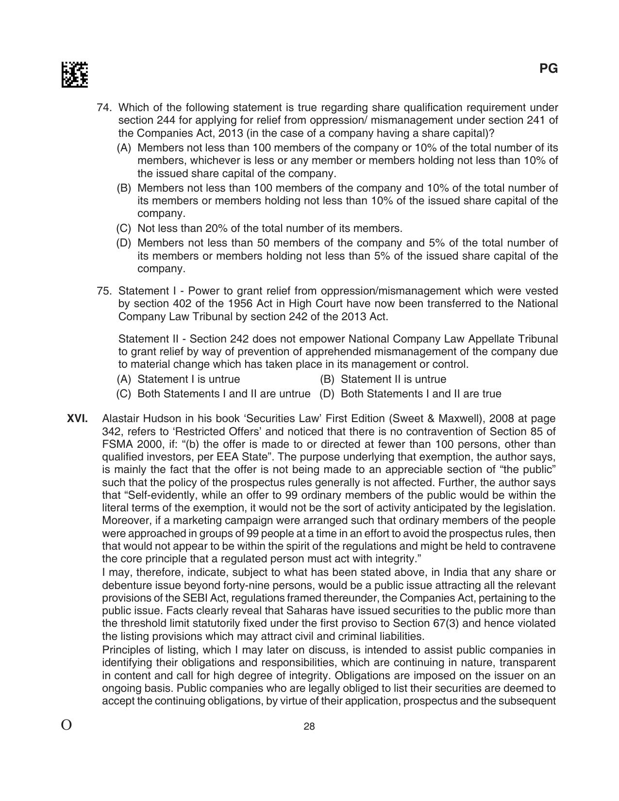 CLAT 2024 PG SET A Question Paper - Page 116