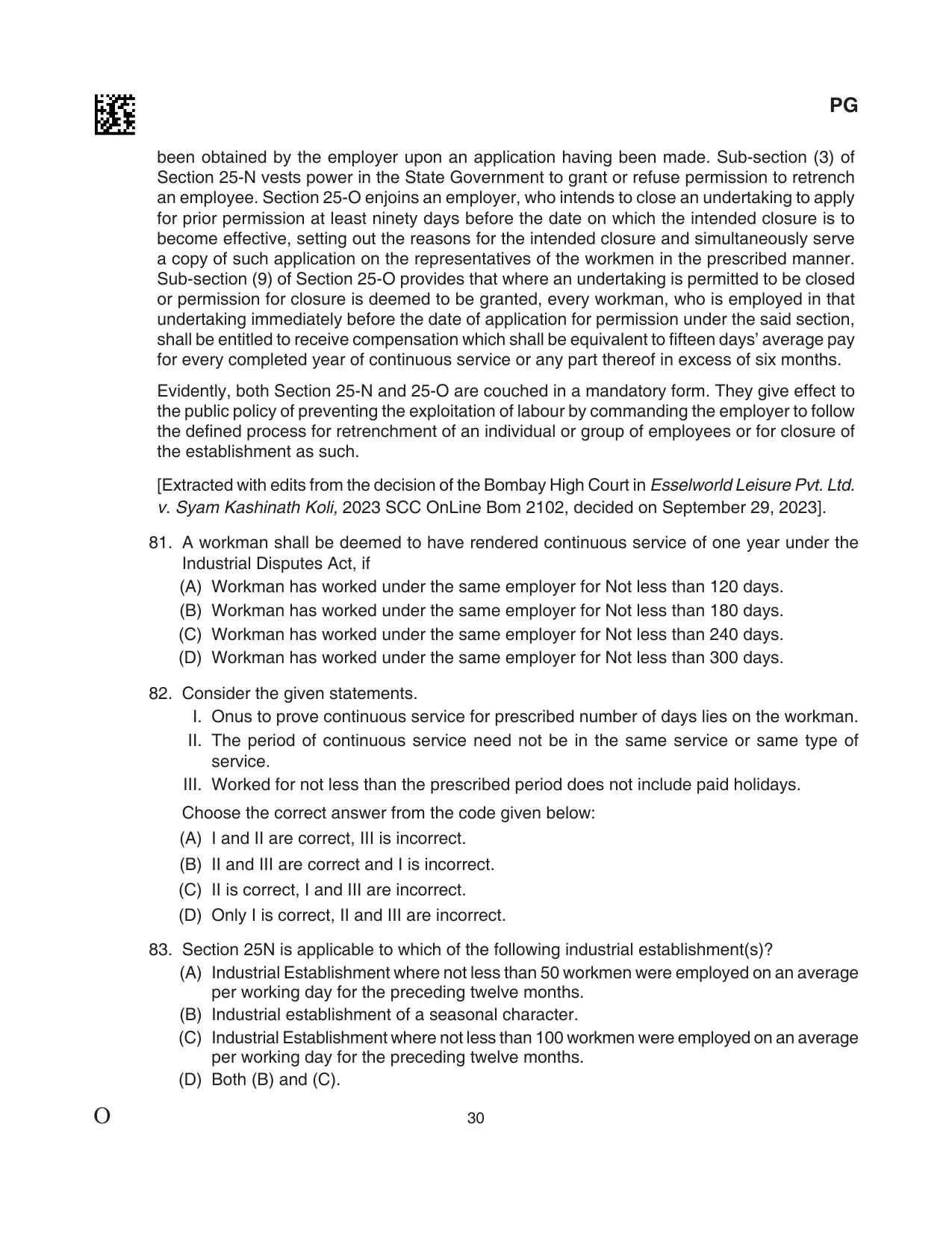 CLAT 2024 PG SET A Question Paper - Page 118