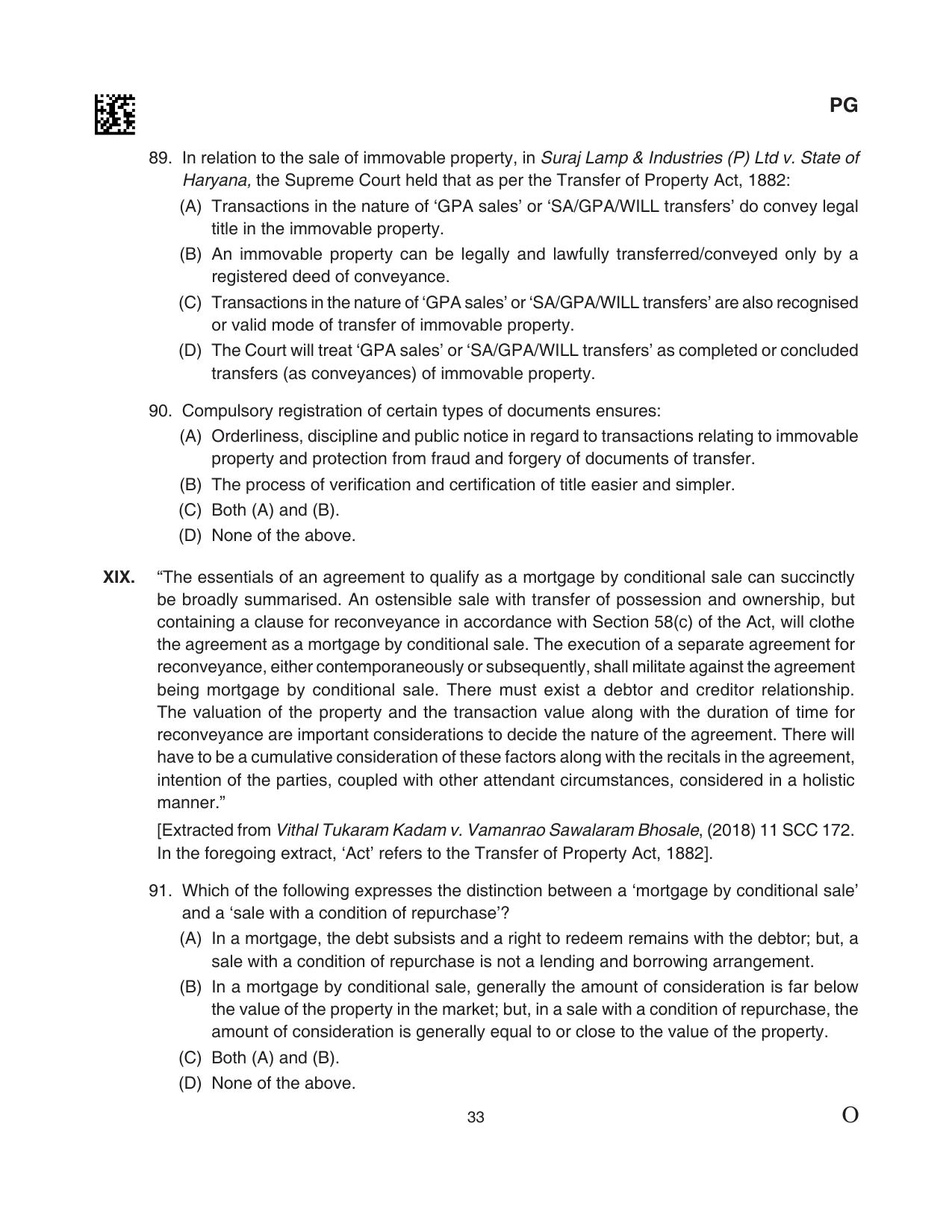 CLAT 2024 PG SET A Question Paper - Page 121