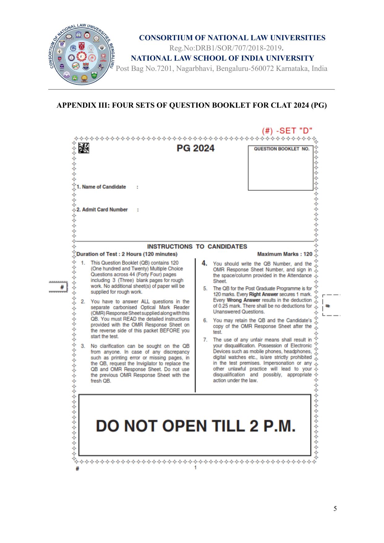 CLAT 2024 PG SET A Question Paper - Page 133