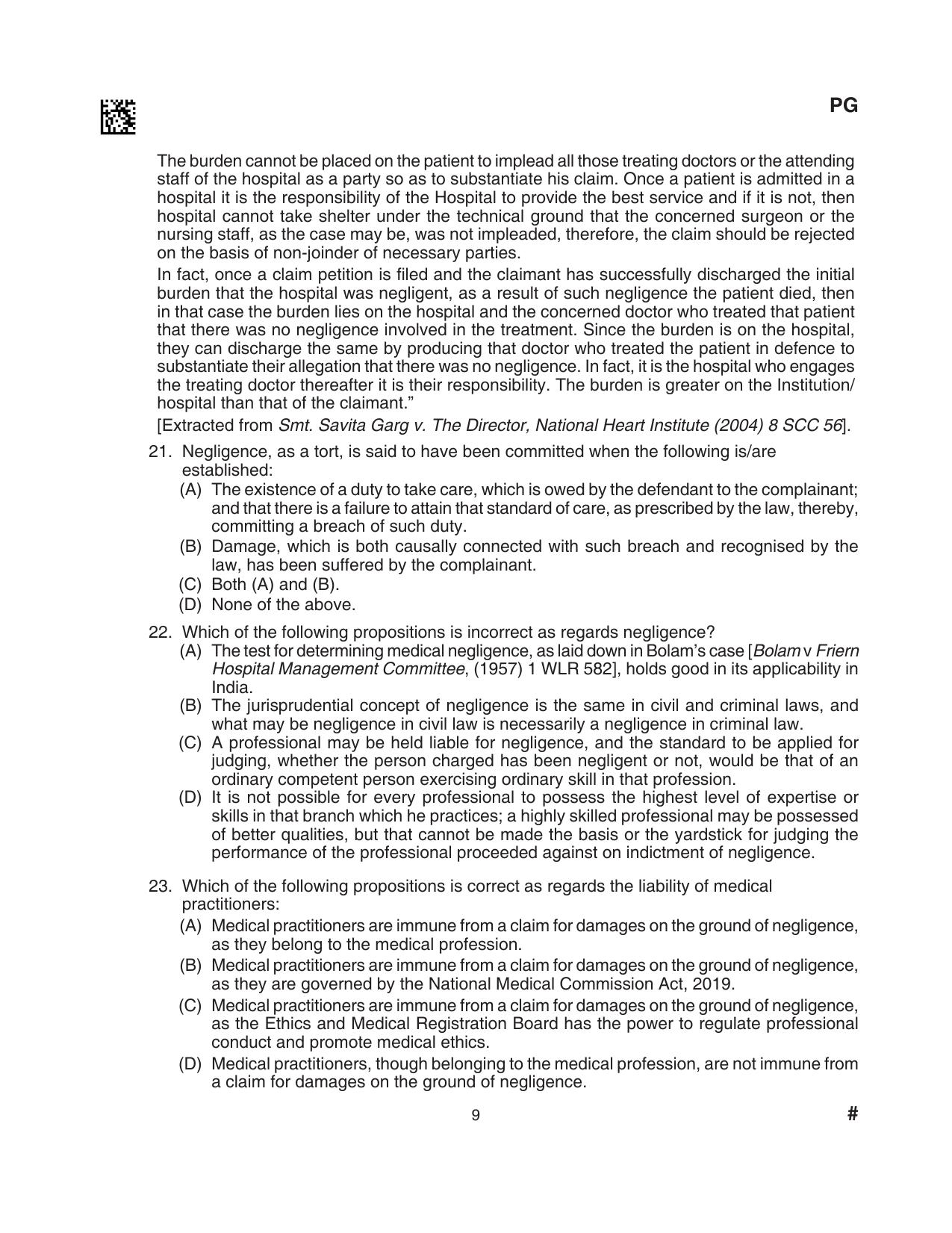 CLAT 2024 PG SET A Question Paper - Page 141