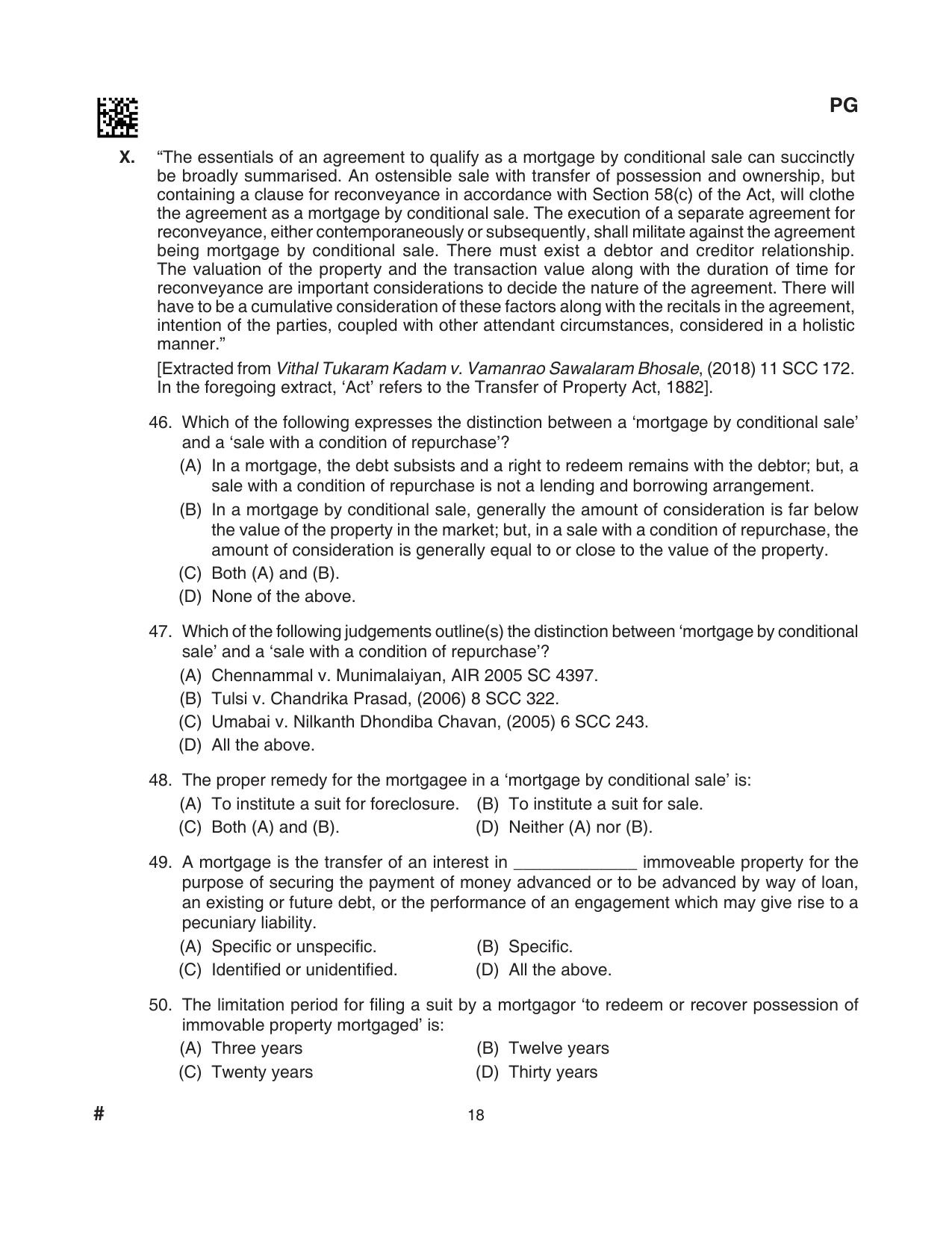 CLAT 2024 PG SET A Question Paper - Page 150