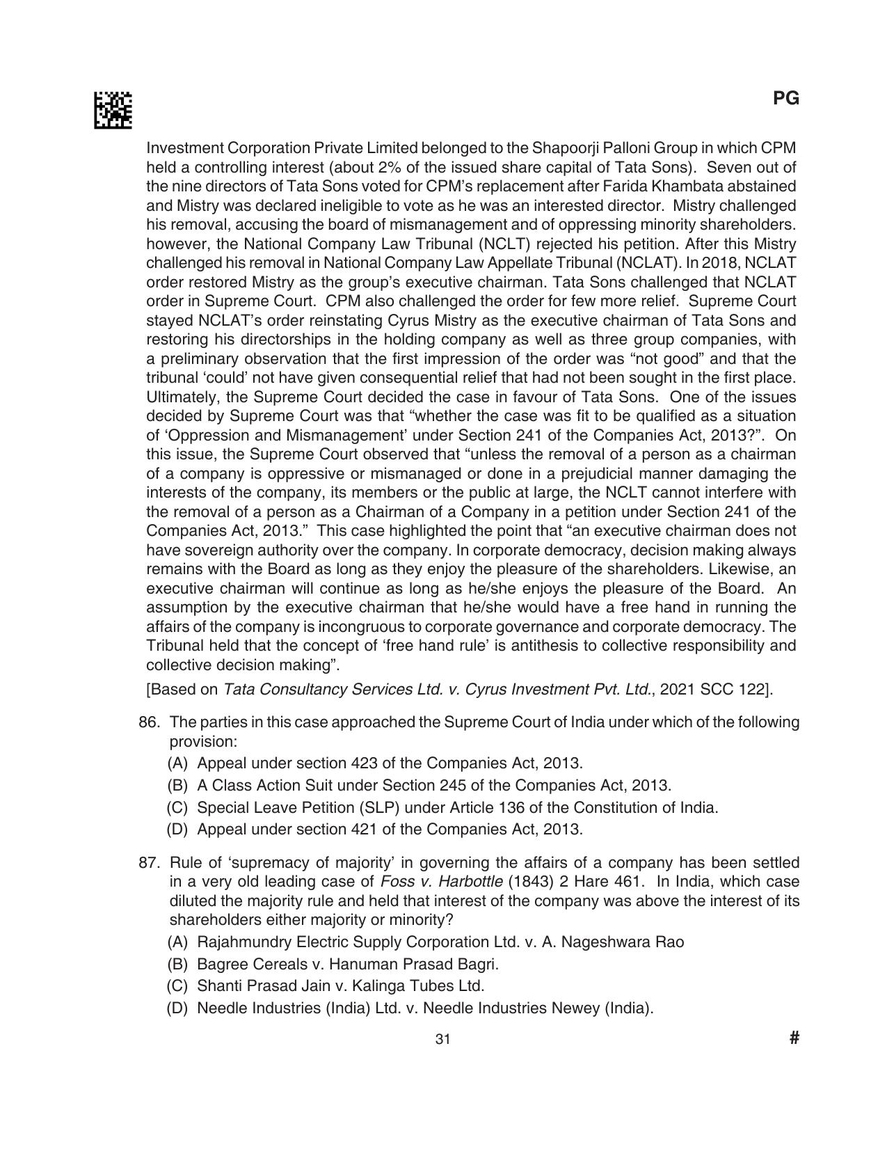 CLAT 2024 PG SET A Question Paper - Page 163