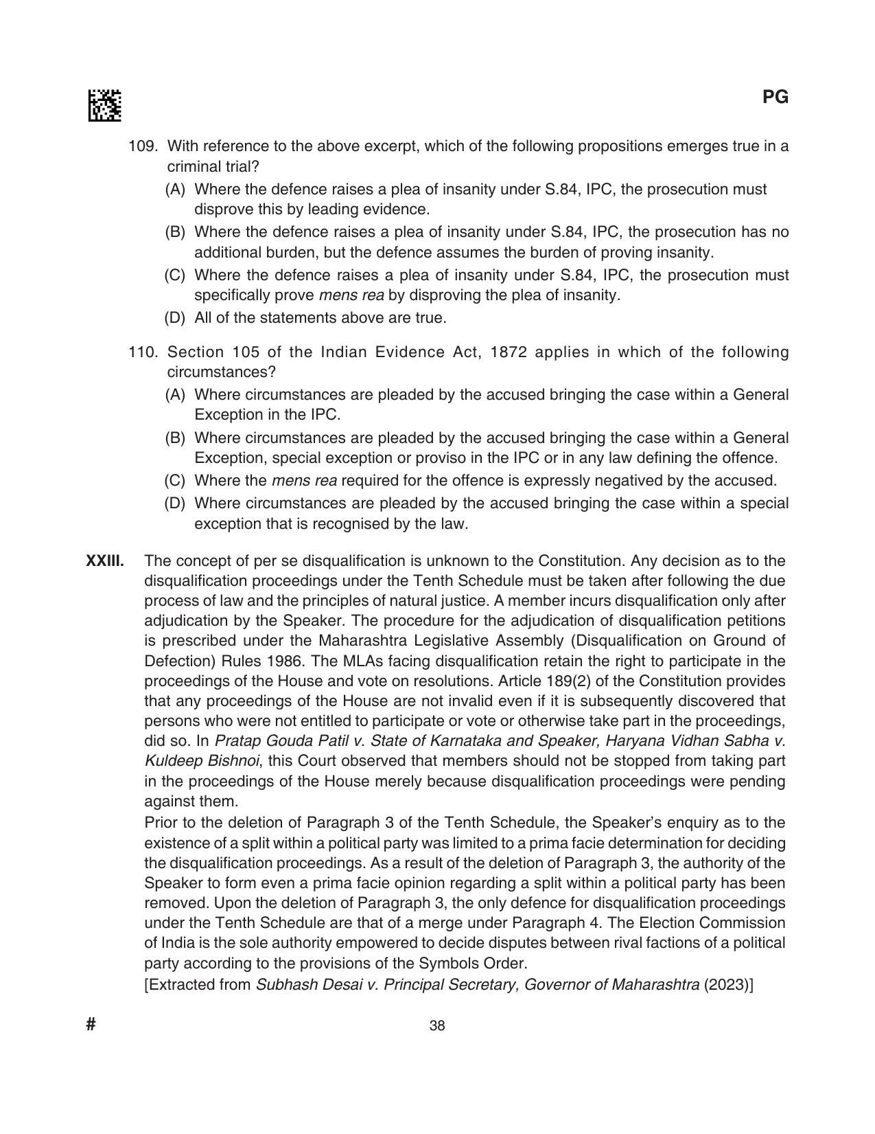 CLAT 2024 PG SET A Question Paper - Page 170