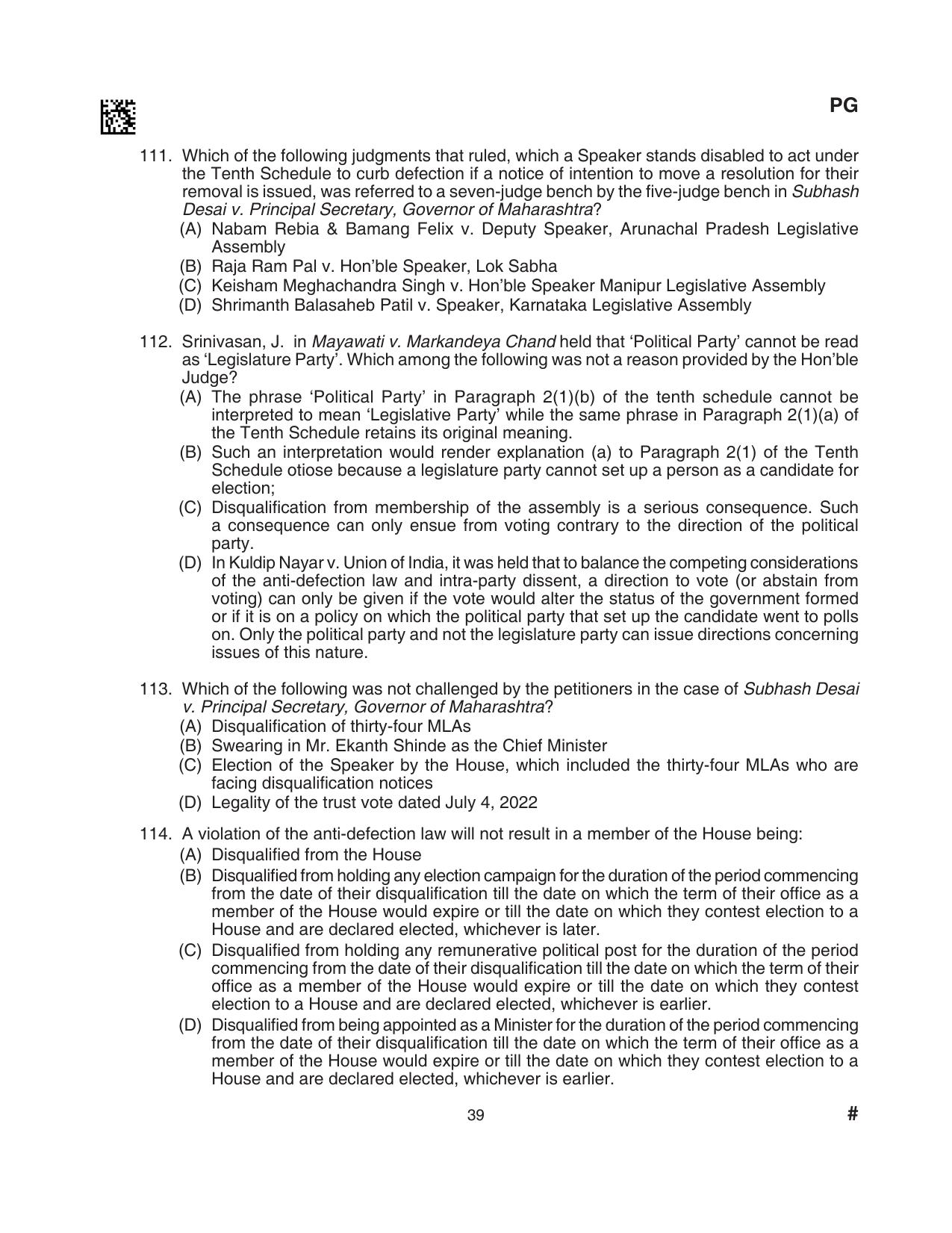 CLAT 2024 PG SET A Question Paper - Page 171