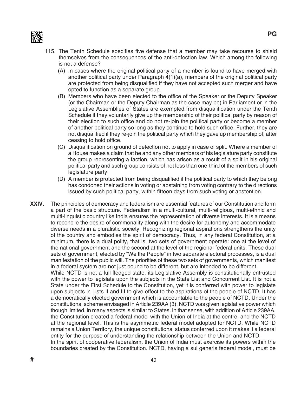 CLAT 2024 PG SET A Question Paper - Page 172