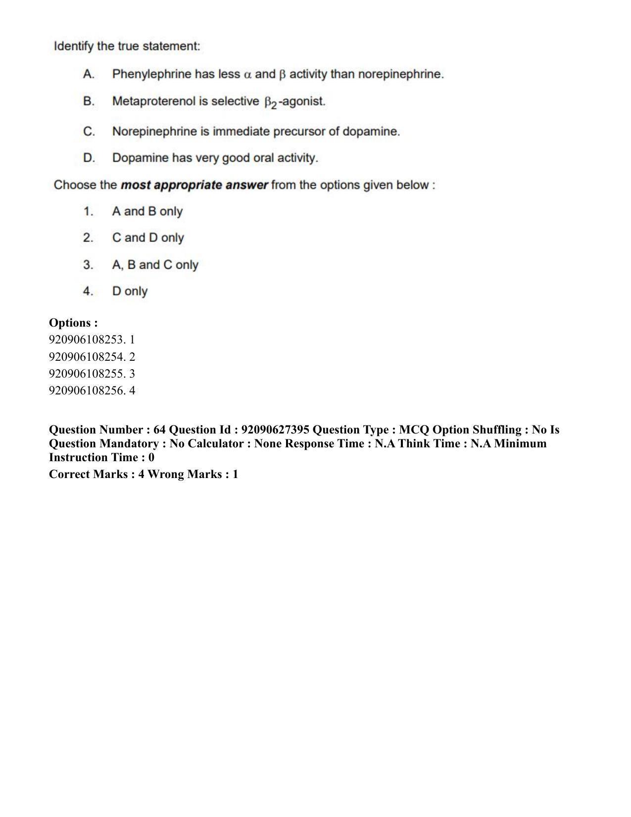 CUET PG 2023: SCQP23 – Pharmacy (Hin) - Shift 3 (26-06-2023) Question Paper - Page 73