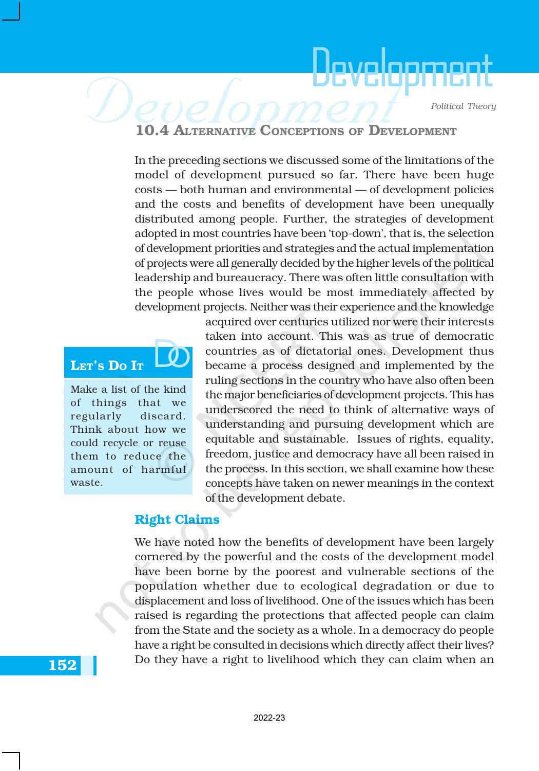 NCERT Book for Class 11 Political Science (Political Theory) Chapter 10 Development - Page 10