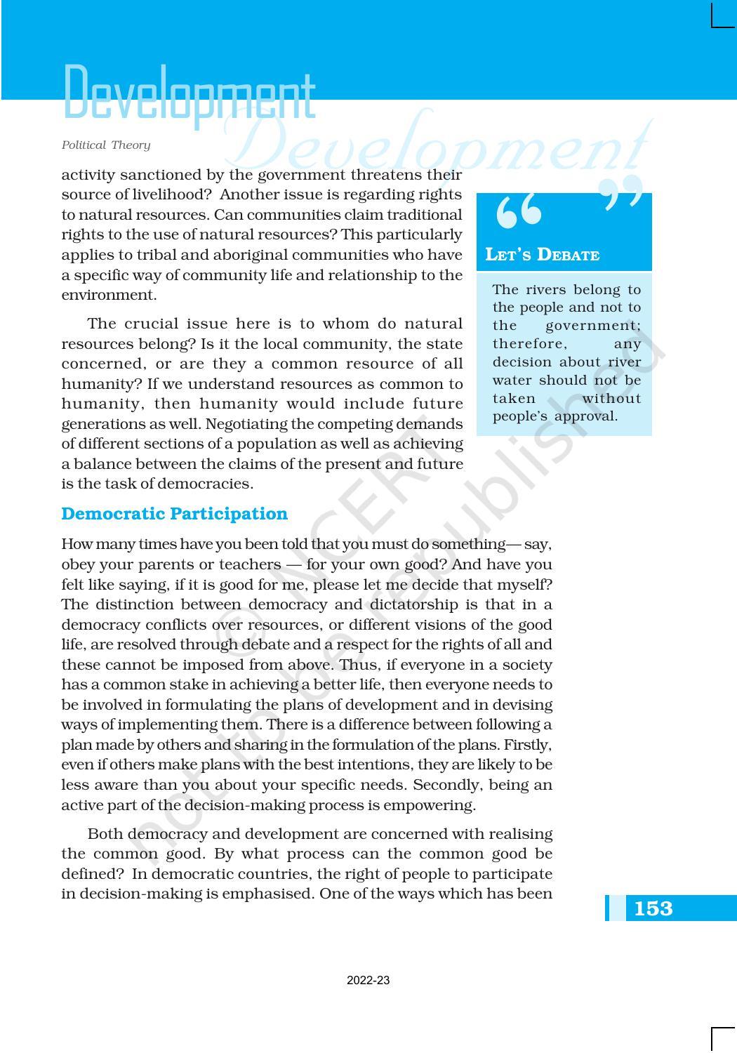 NCERT Book for Class 11 Political Science (Political Theory) Chapter 10 Development - Page 11