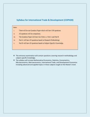 NTA PhD Entrance Exam International Trade & Development Syllabus