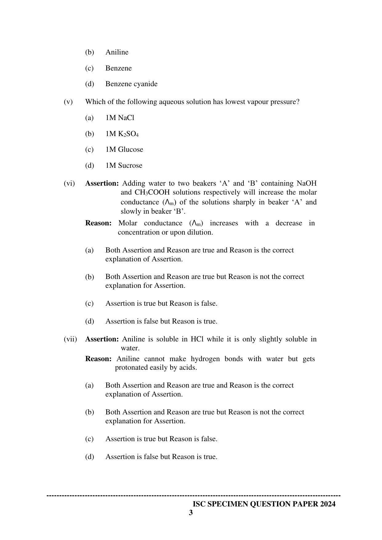 ISC Class 12 2024 CHEMISTRY PAPER 1 Sample Paper - Page 3