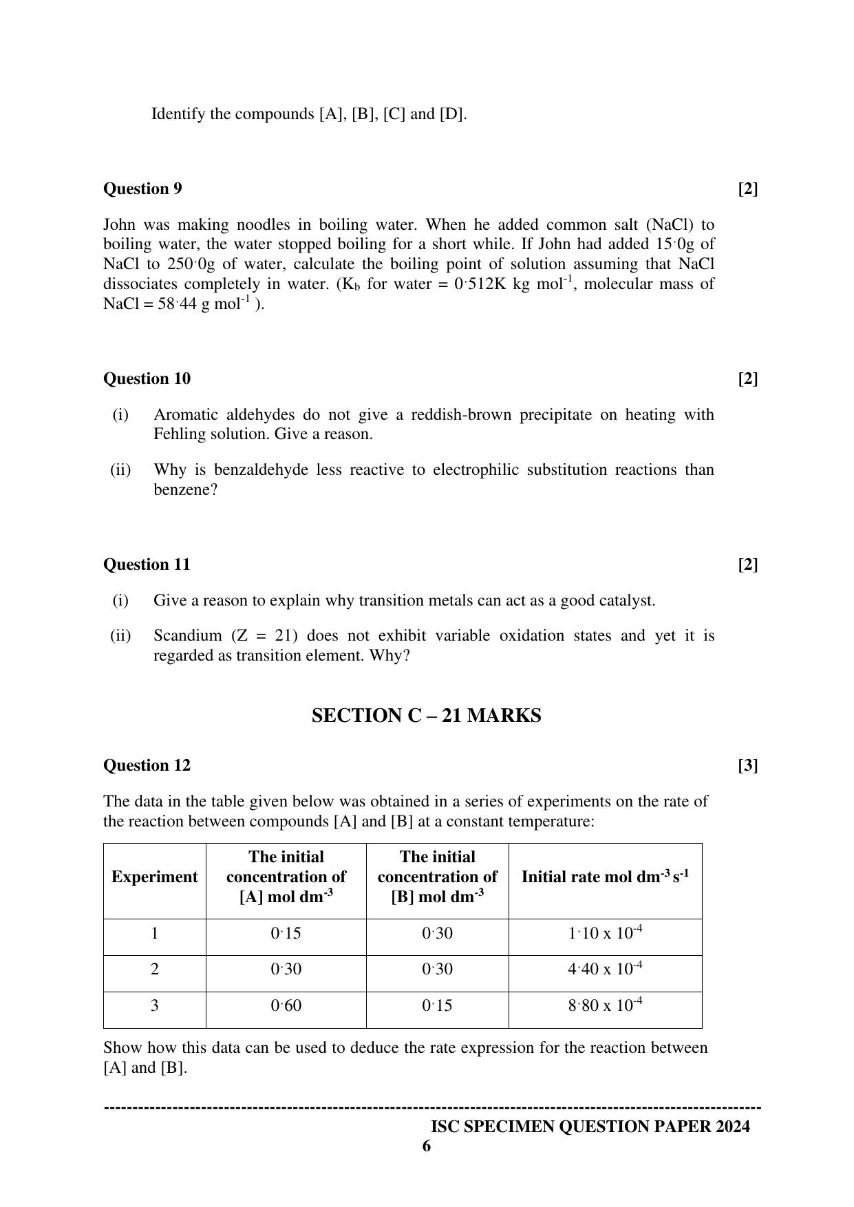 ISC Class 12 2024 CHEMISTRY PAPER 1 Sample Paper - Page 6