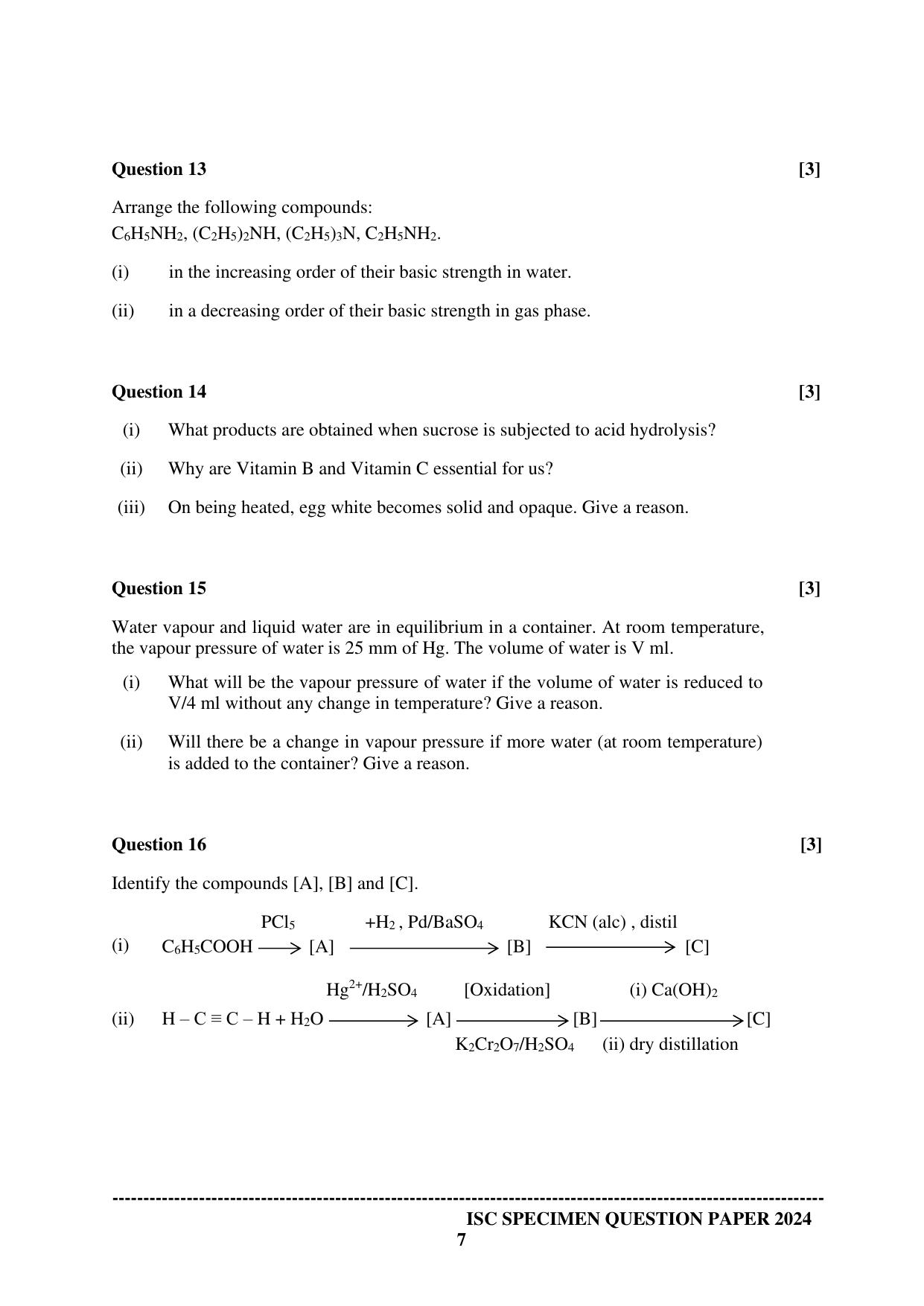 ISC Class 12 2024 CHEMISTRY PAPER 1 Sample Paper - Page 7