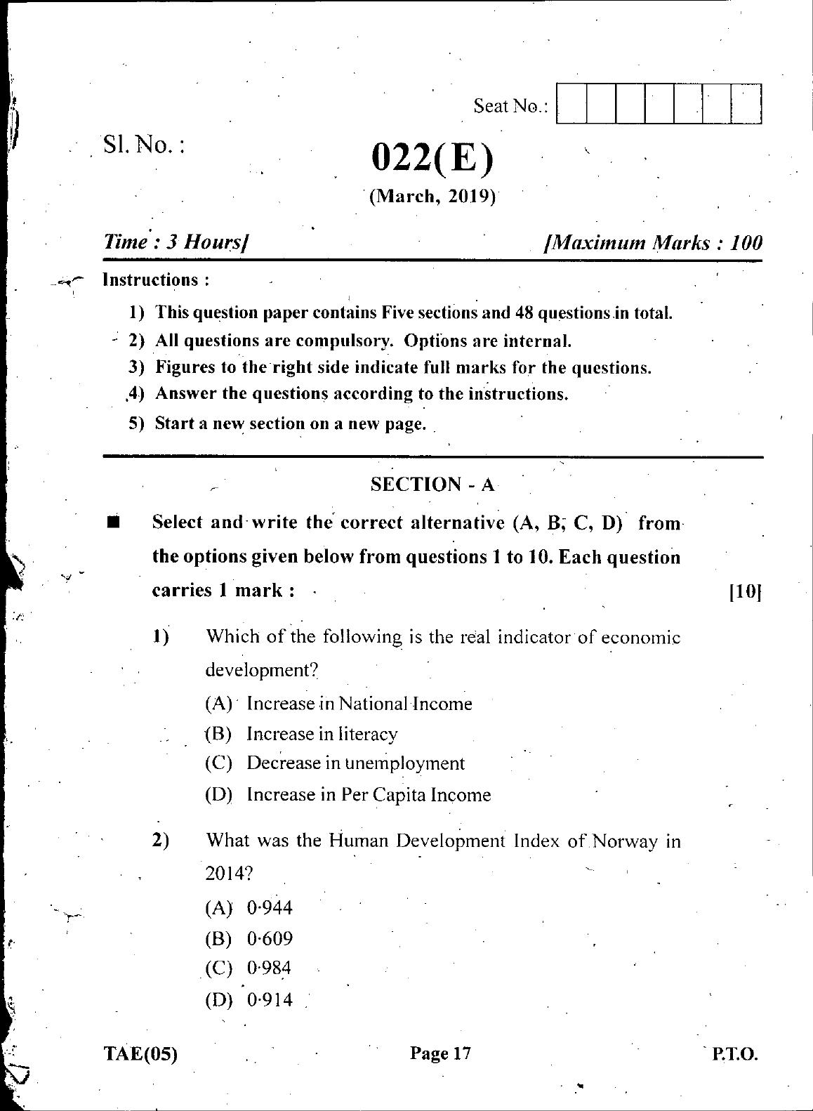 Gujarat Board Class 12th Question Paper March 2019: 222 (GHE) - Page 15