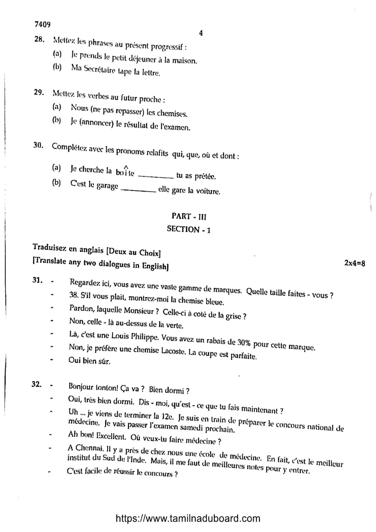 TN Class 12 2024 French Question Papers - Page 4