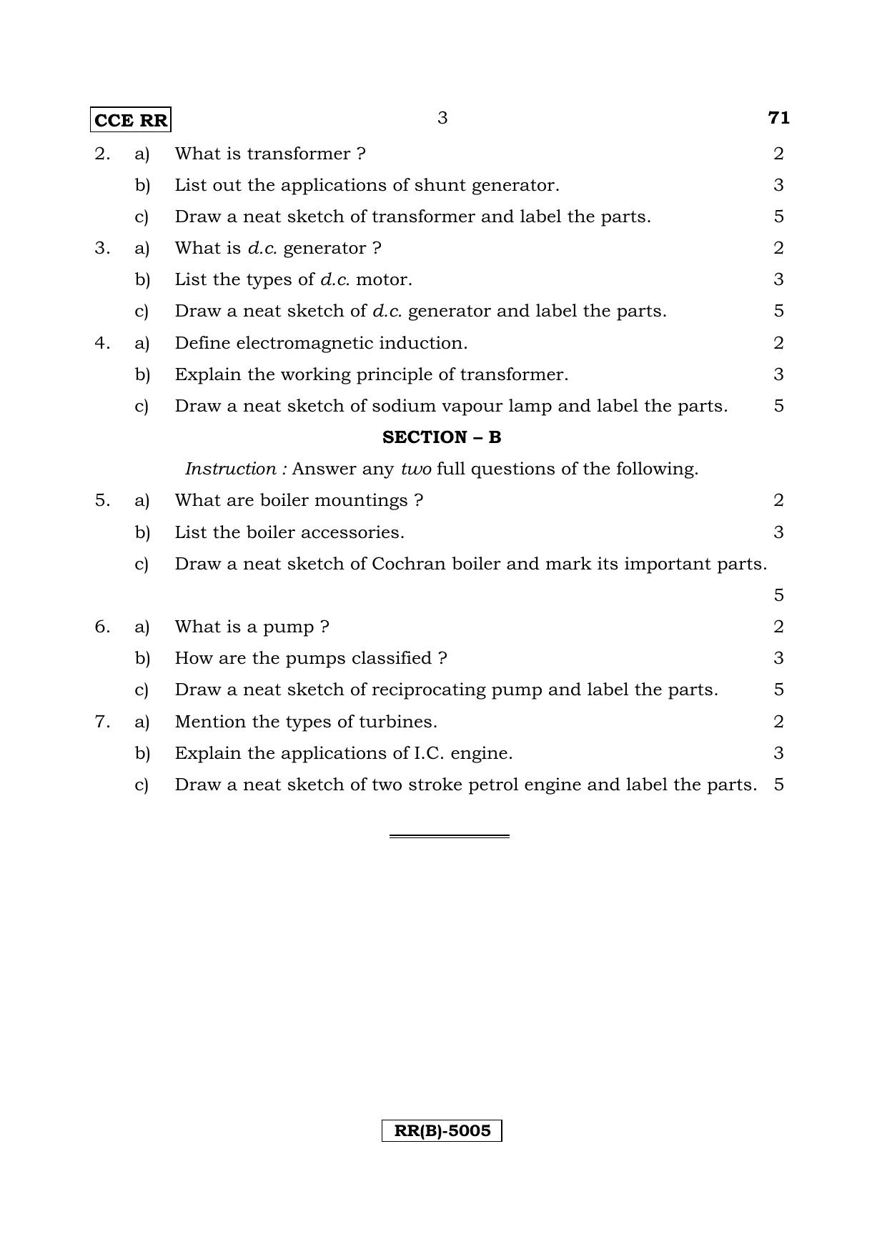 Karnataka SSLC ELEMENTS OF MECHANICAL AND ELECTRICAL ENGINEERING -  (71-B Version_2) March/April 2019 Question Paper - Page 3