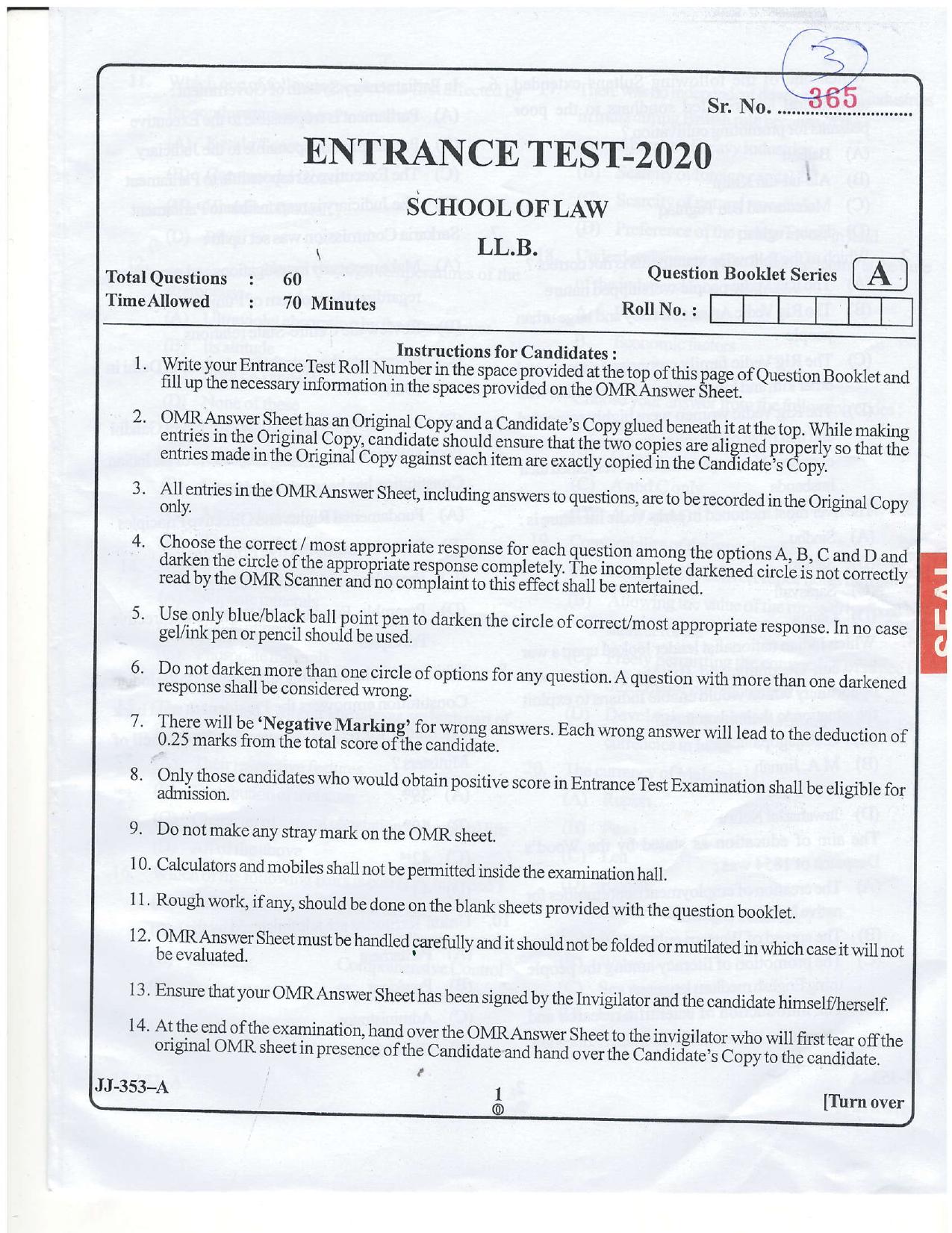 KUET 2024 LLB Question Paper - Page 24