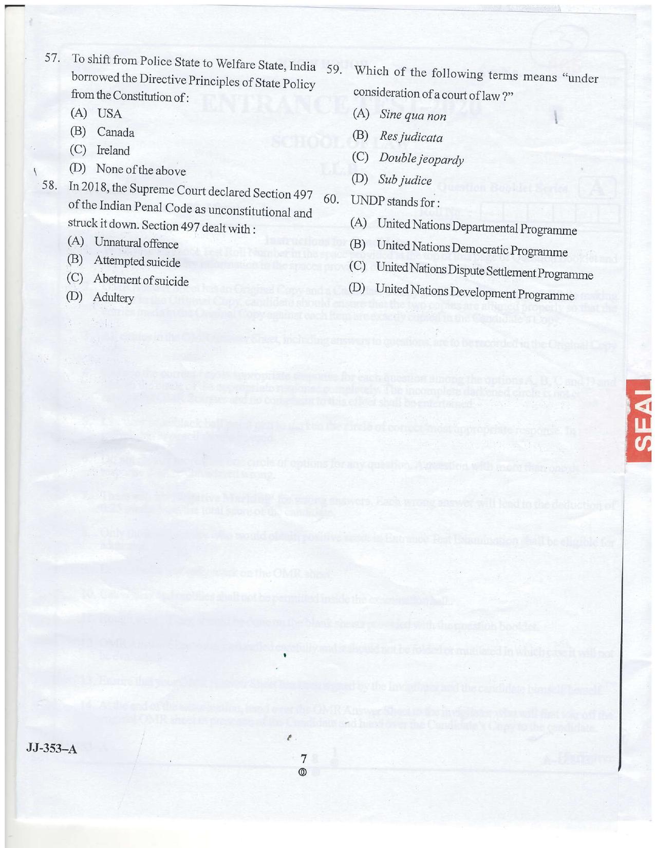 KUET 2024 LLB Question Paper - Page 30