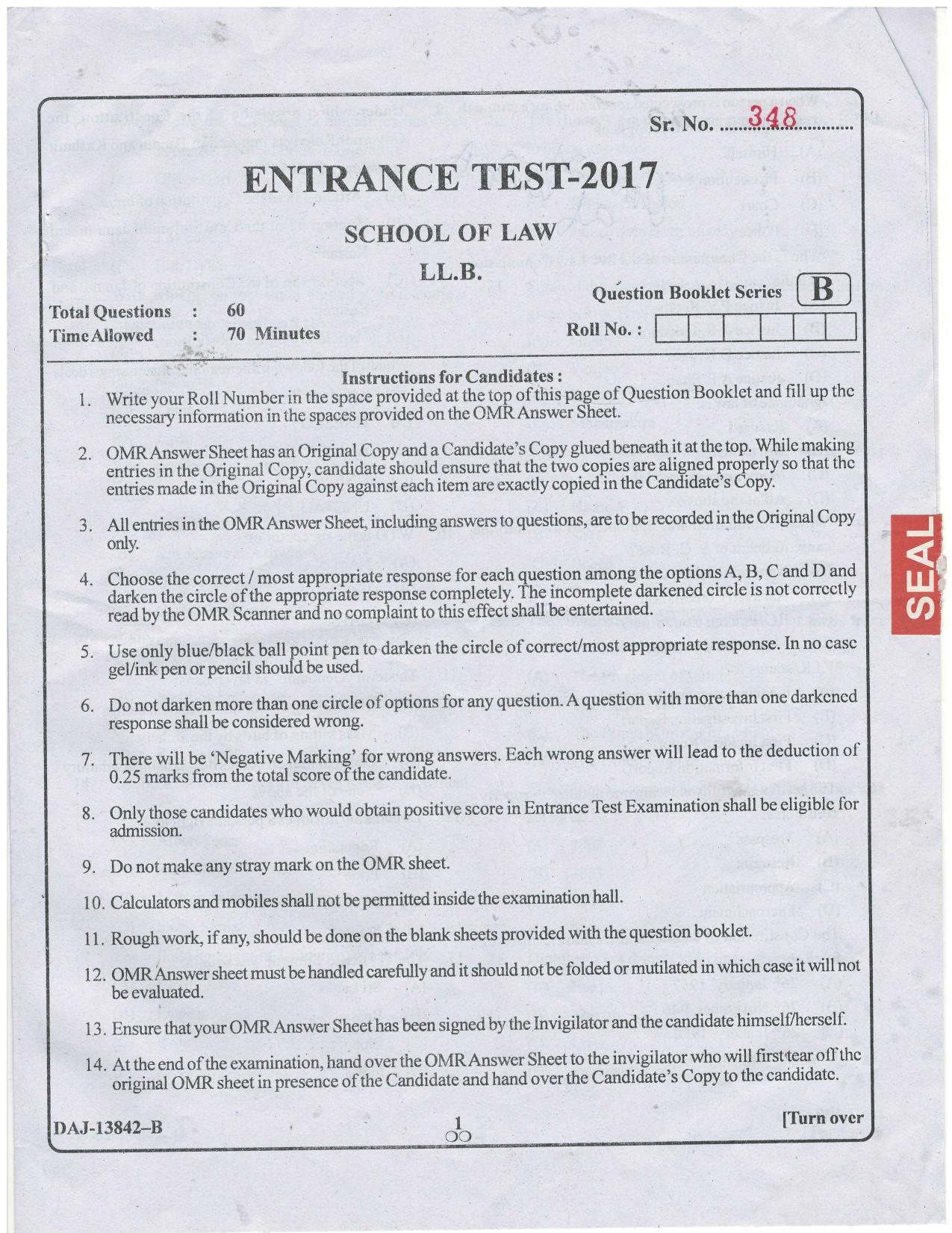 KUET 2024 LLB Question Paper - Page 42