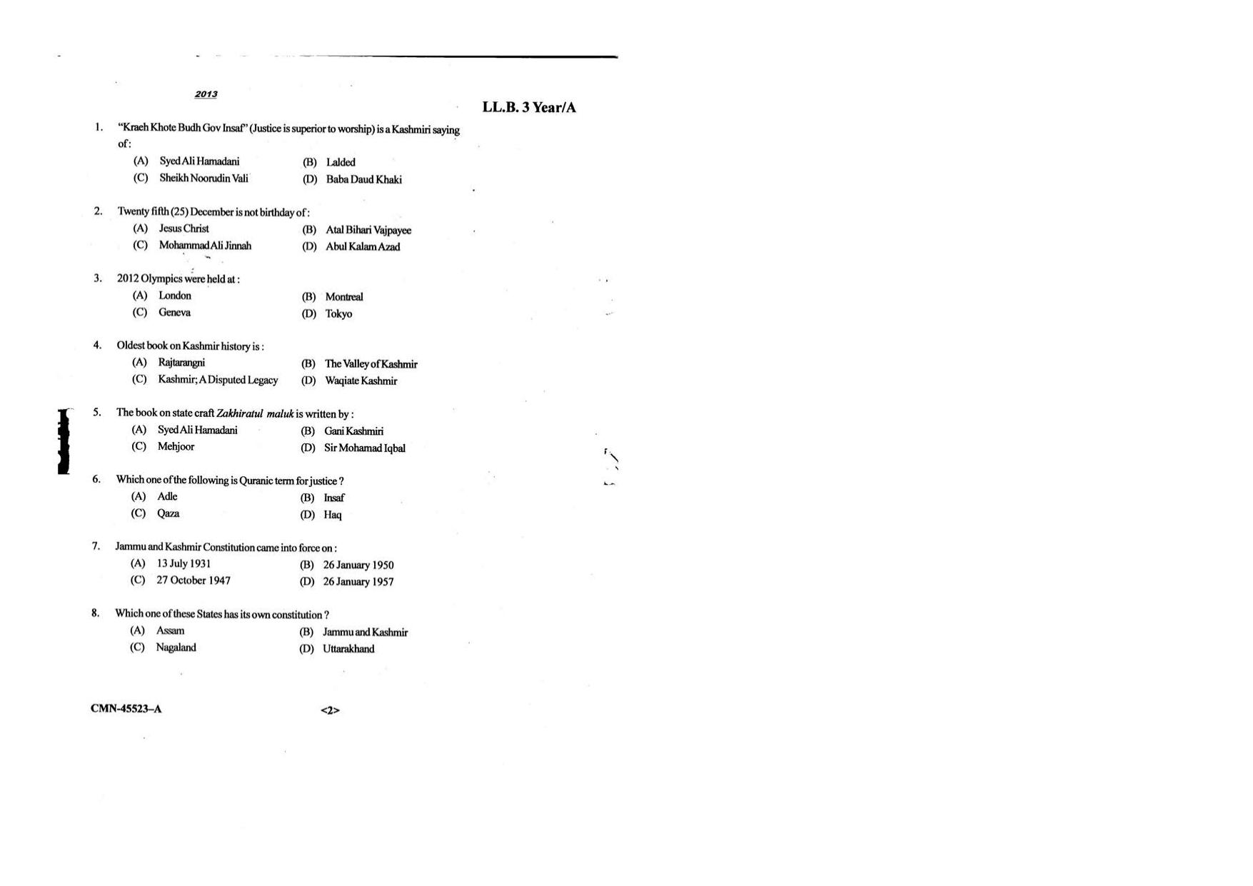 KUET 2024 LLB Question Paper - Page 58
