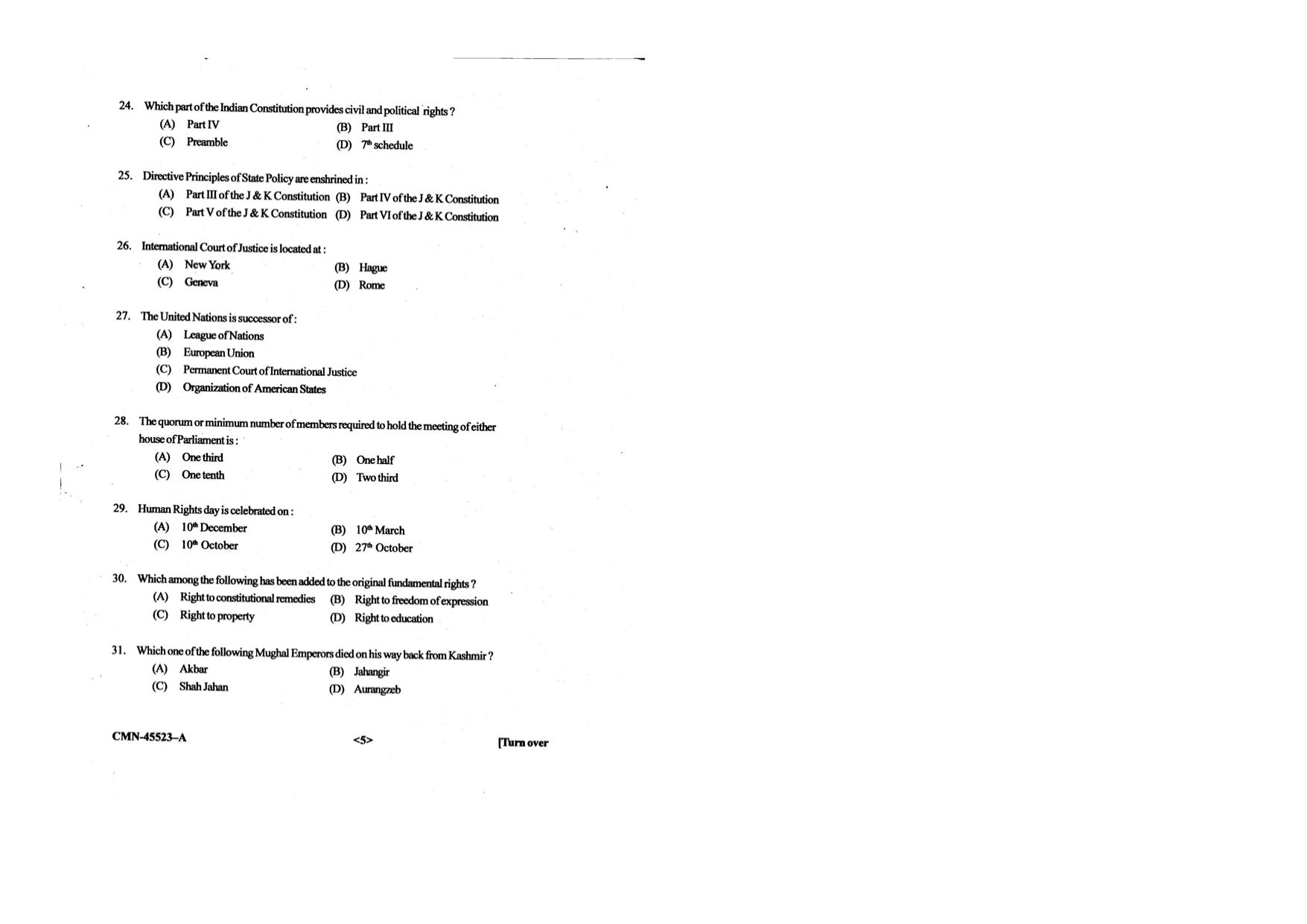 KUET 2024 LLB Question Paper - Page 61