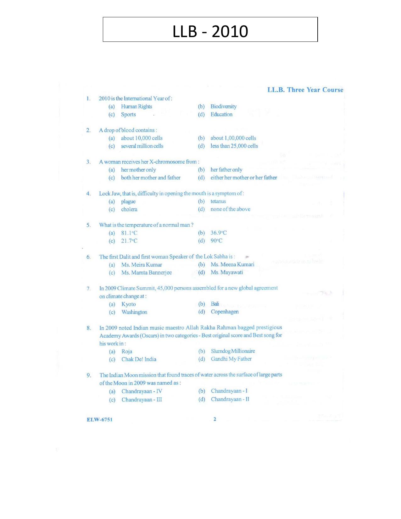 KUET 2024 LLB Question Paper - Page 66