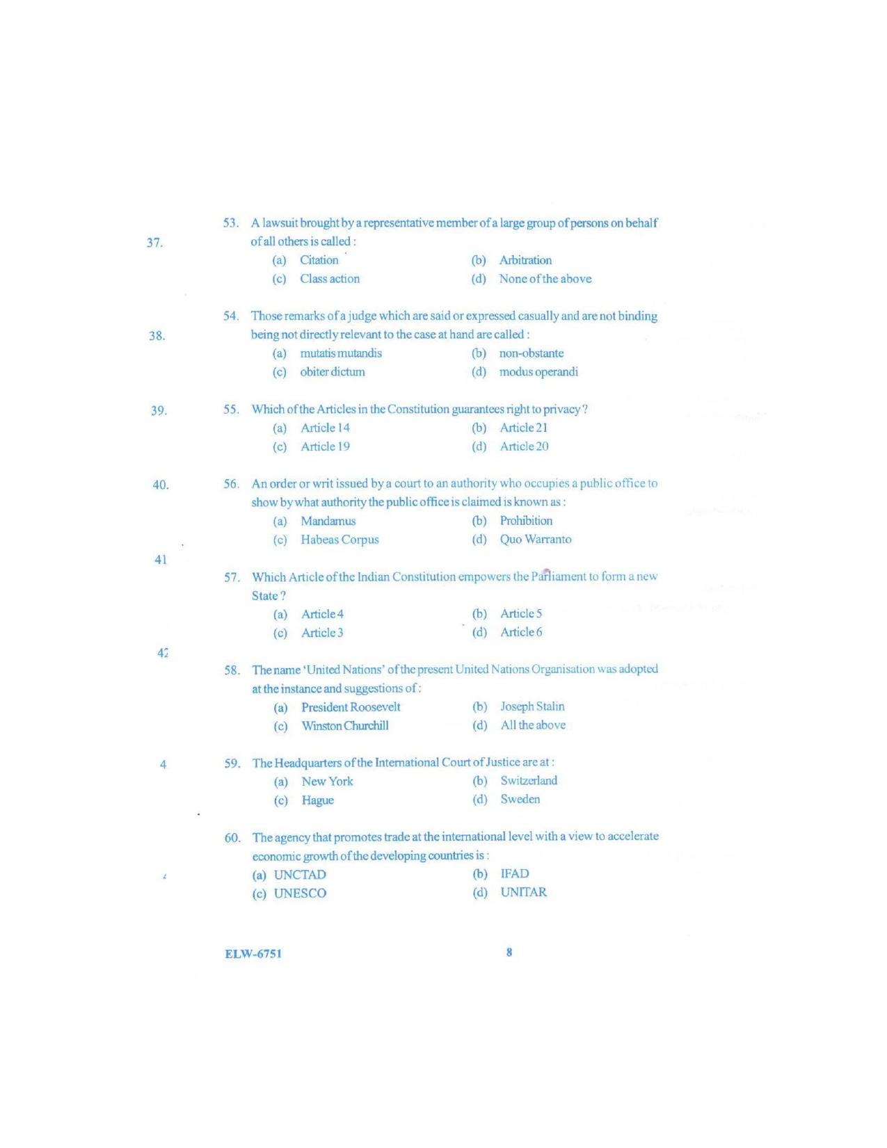 KUET 2024 LLB Question Paper - Page 72