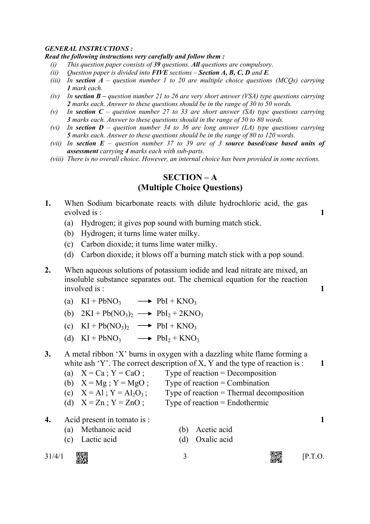 CBSE Class 10 31-4-1 Science 2023 Question Paper - Page 3