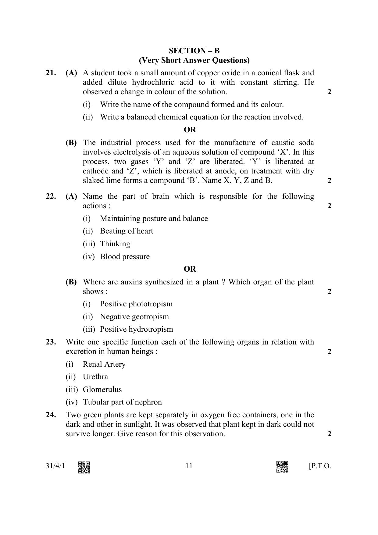 CBSE Class 10 31-4-1 Science 2023 Question Paper - Page 11
