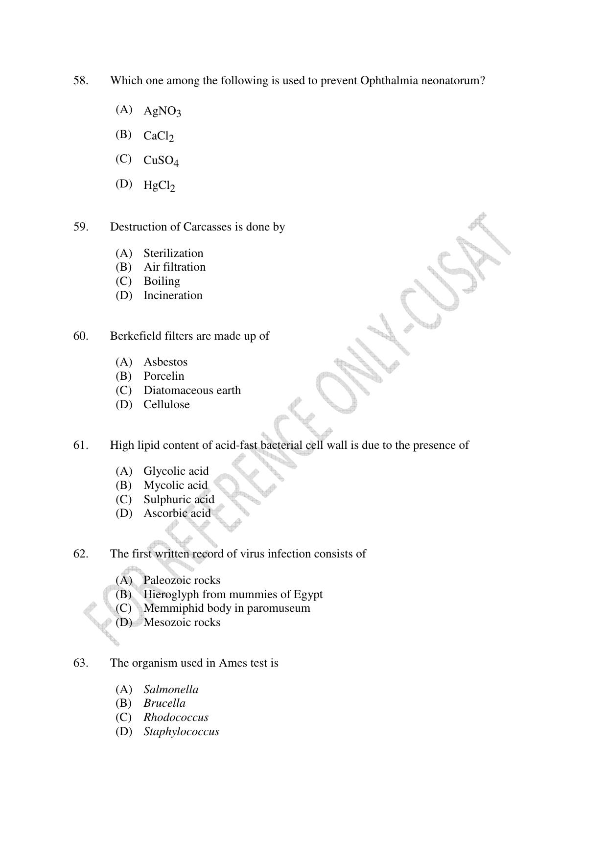 CUSAT CAT 2022 623 MICROBIOLOGY Question Paper - Page 11