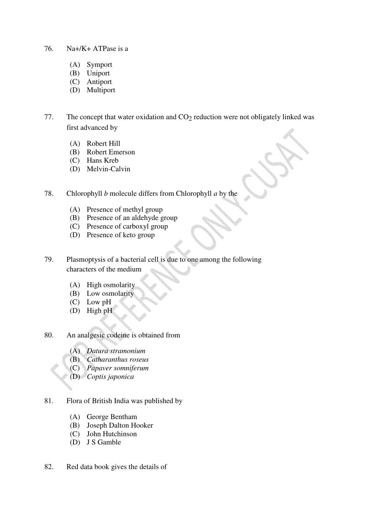 CUSAT CAT 2022 623 MICROBIOLOGY Question Paper - Page 14