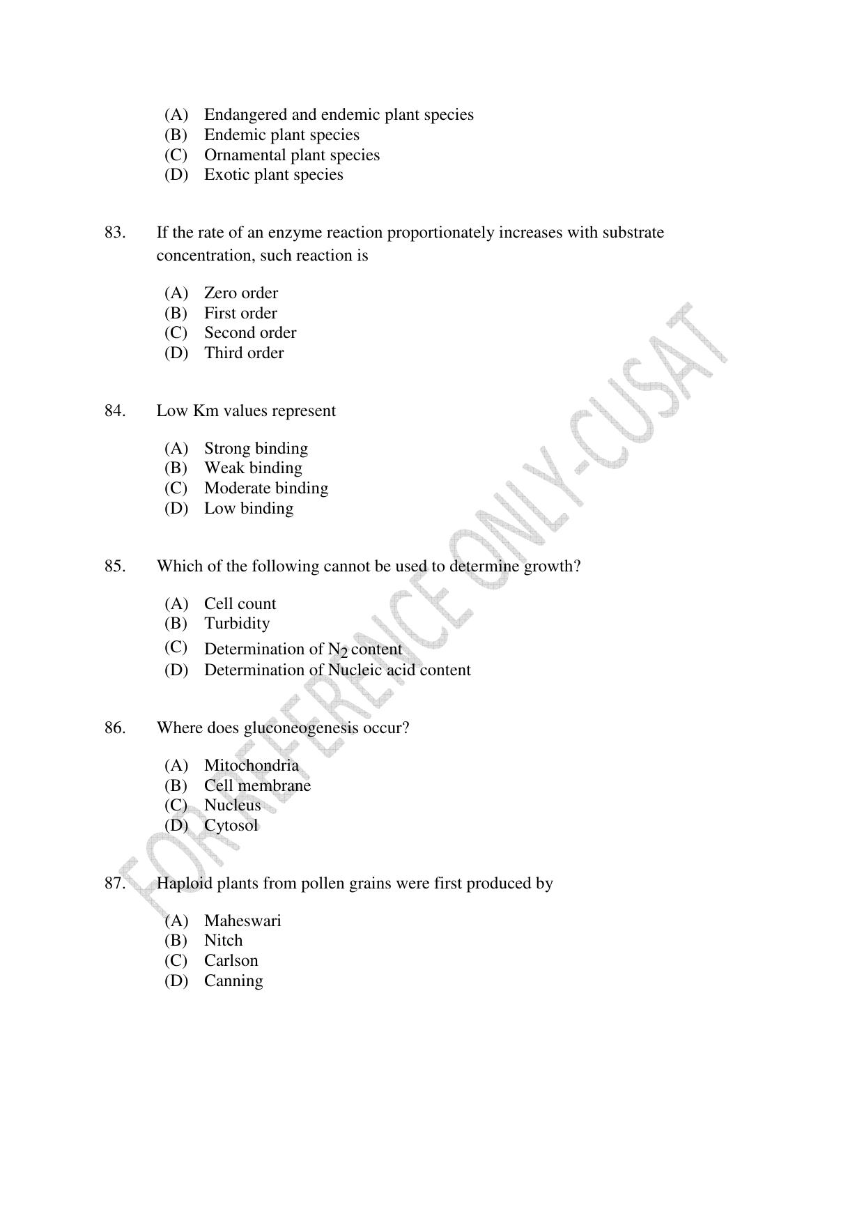 CUSAT CAT 2022 623 MICROBIOLOGY Question Paper - Page 15