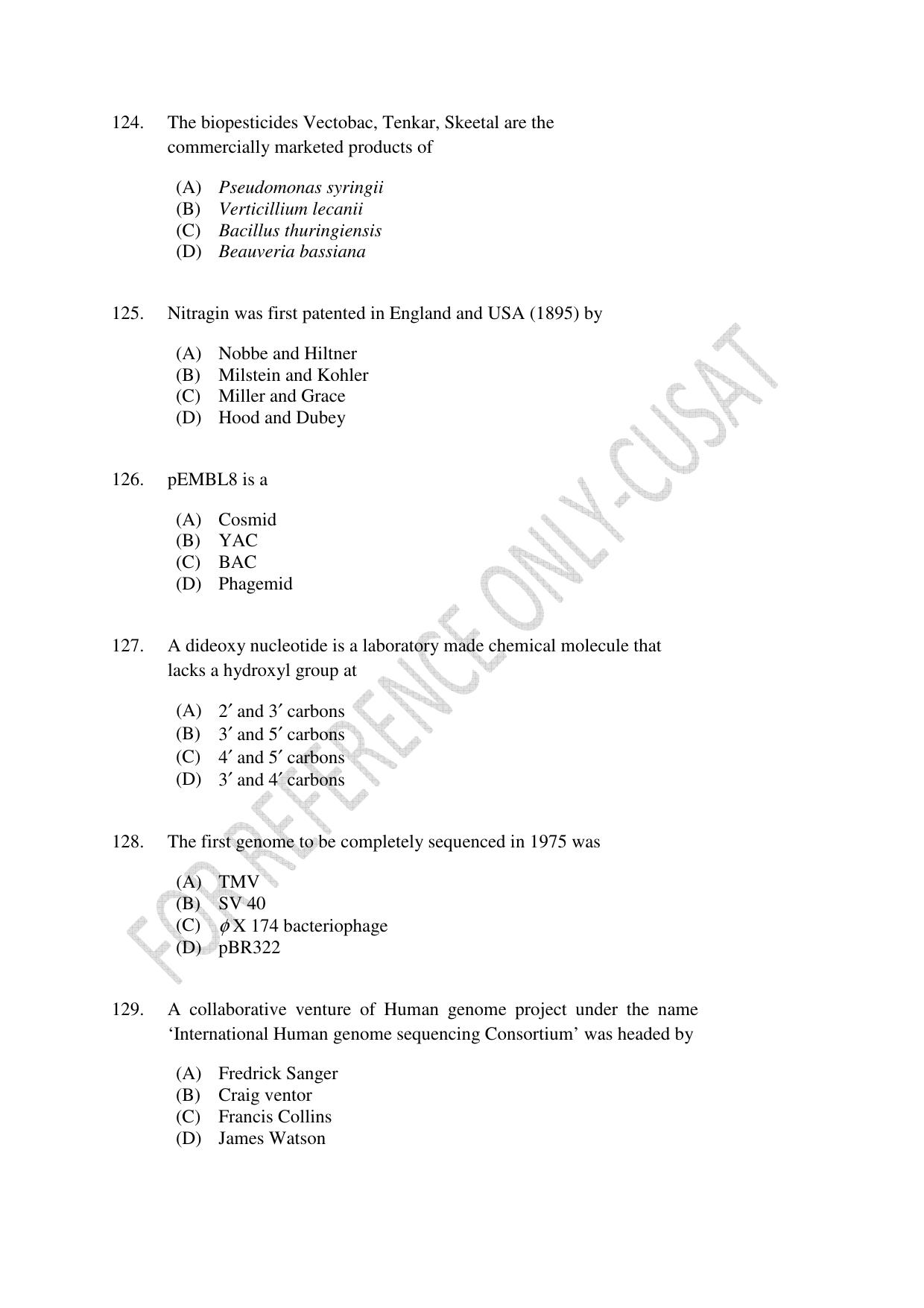 CUSAT CAT 2022 623 MICROBIOLOGY Question Paper - Page 23