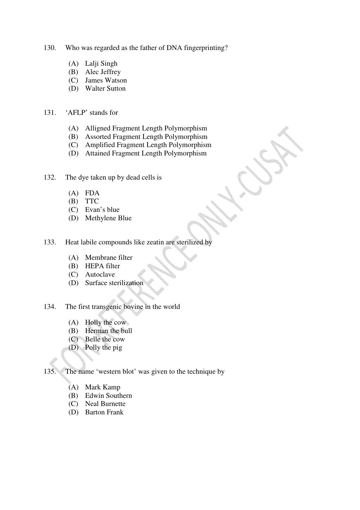 CUSAT CAT 2022 623 MICROBIOLOGY Question Paper - Page 24