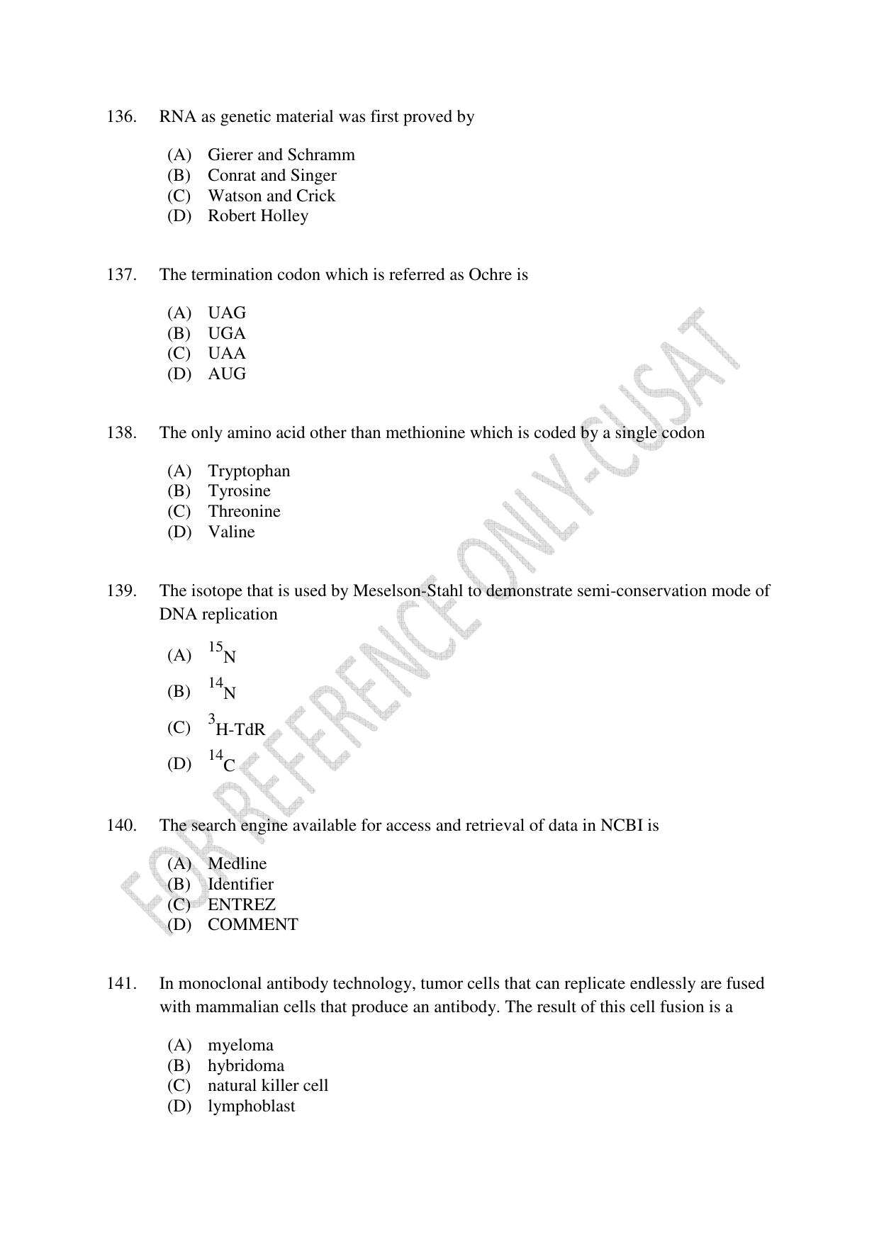 CUSAT CAT 2022 623 MICROBIOLOGY Question Paper - Page 25
