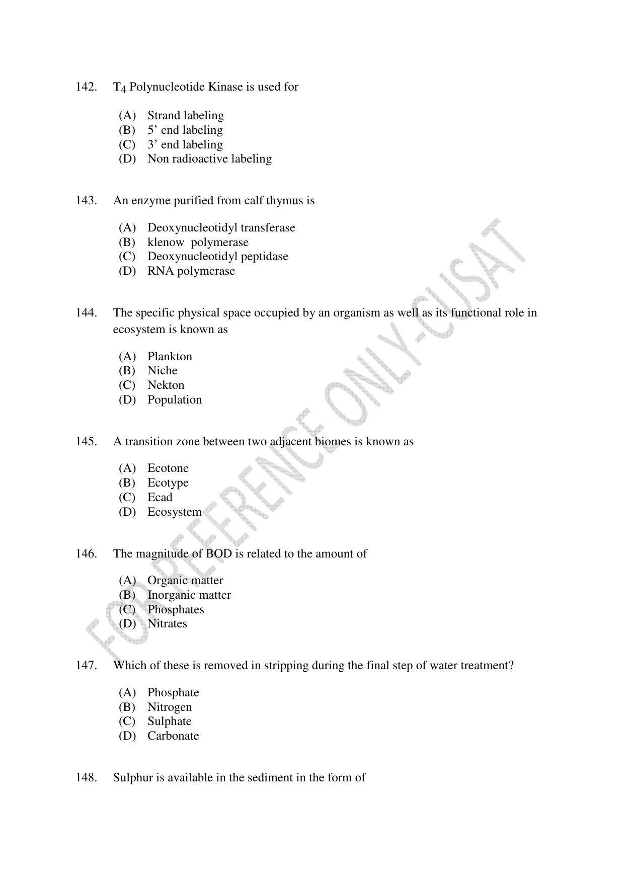 CUSAT CAT 2022 623 MICROBIOLOGY Question Paper - Page 26