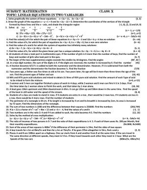 CBSE Worksheets for Class 10 Maths Linear Equations Assignment 4