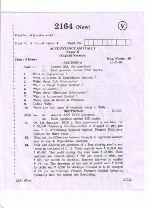 AP Inter 2nd Year Vocational Question Paper March - 2020 - Accountancy Tally - II (new)