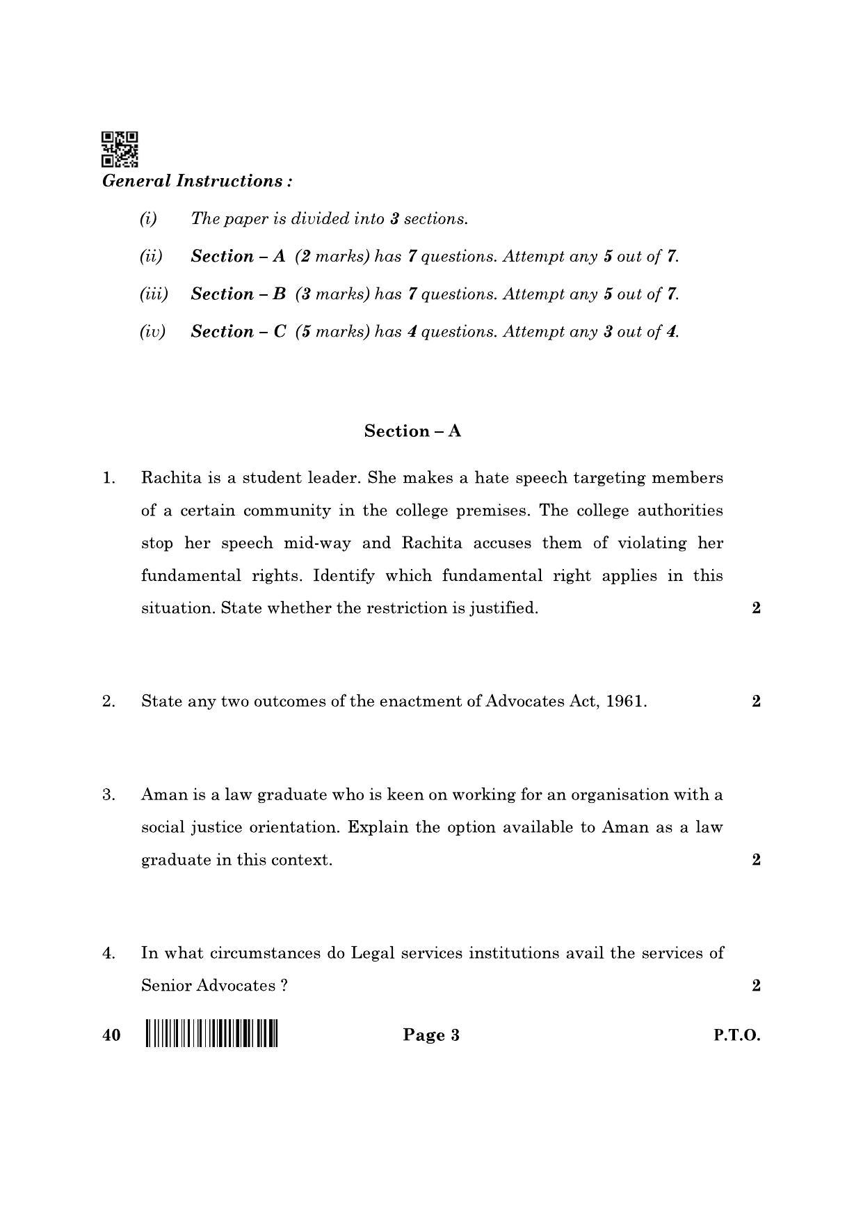 CBSE Class 12 40_Legal Studies 2022 Question Paper - Page 3